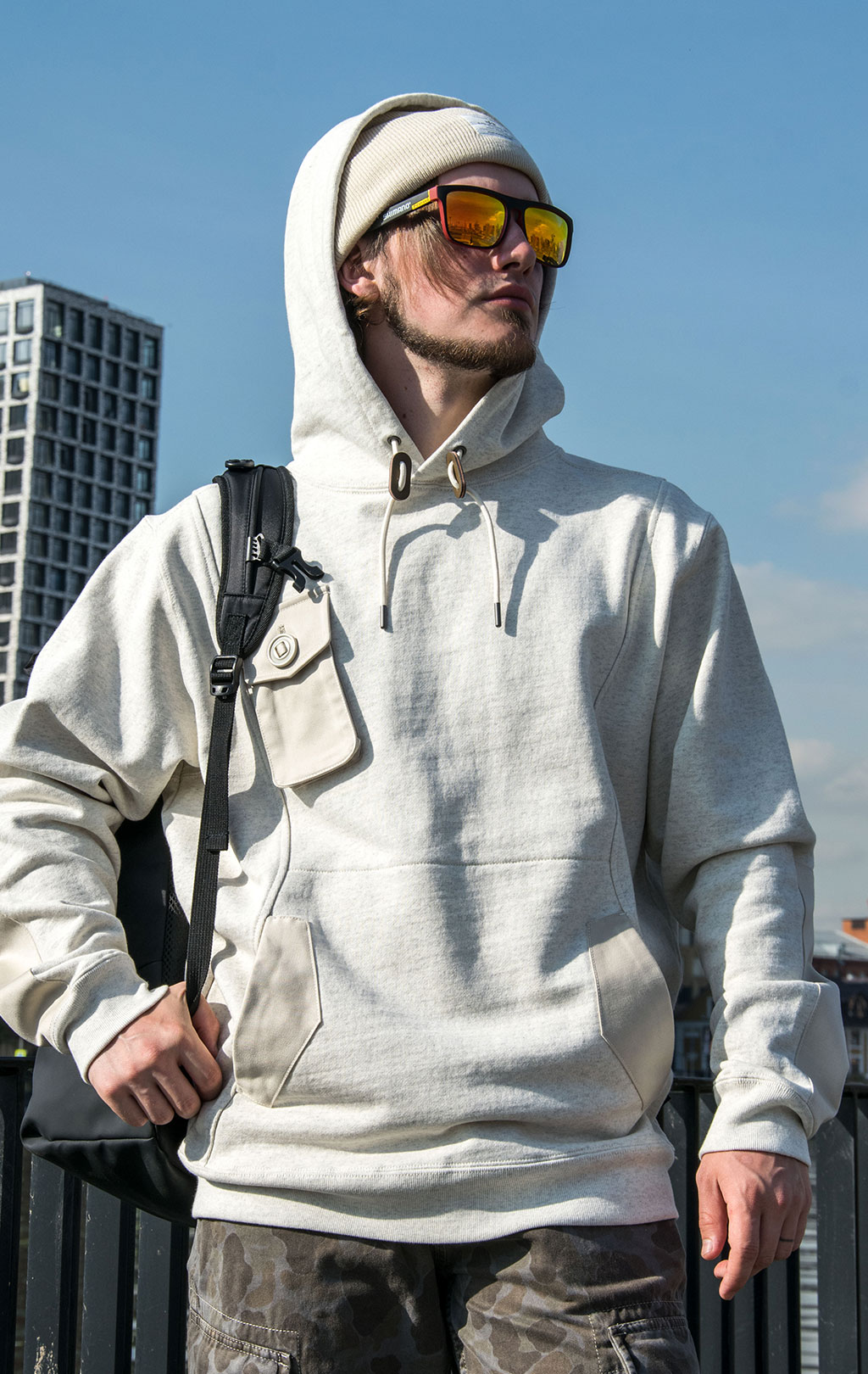 Толстовка ALPHA INDUSTRIES MIXED MEDIA HOODIE FW 23/24 limestone 