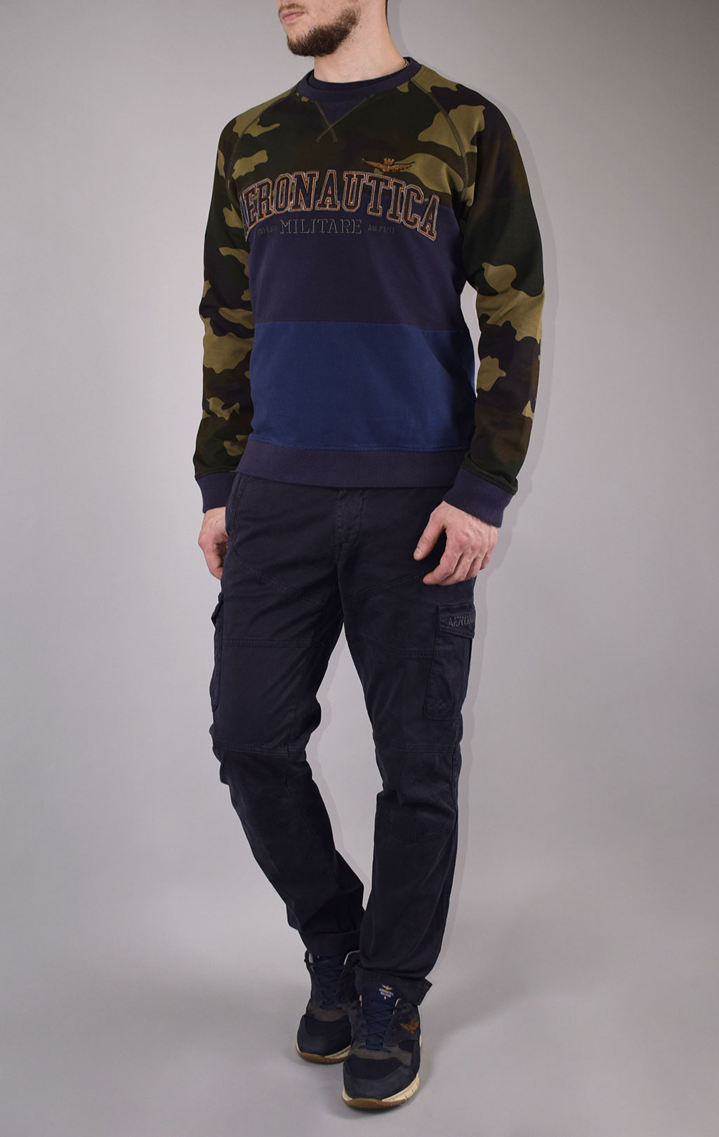 Свитшот AERONAUTICA MILITARE FW 19/20 camouflage/blue (FE 1444) 