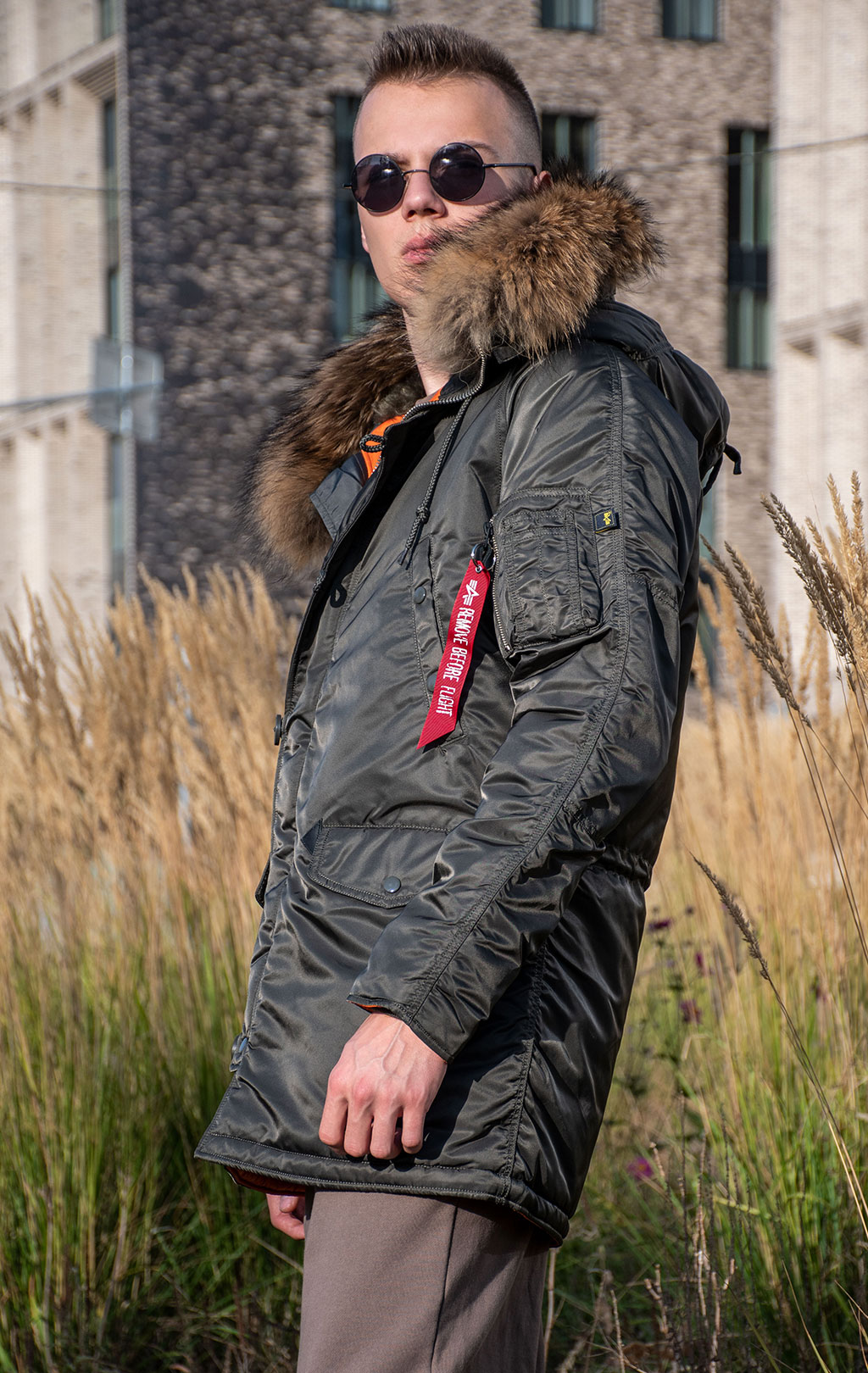 Аляска ALPHA INDUSTRIES SLIM FIT GEN-I N-3B натур. мех rep. grey/orange 