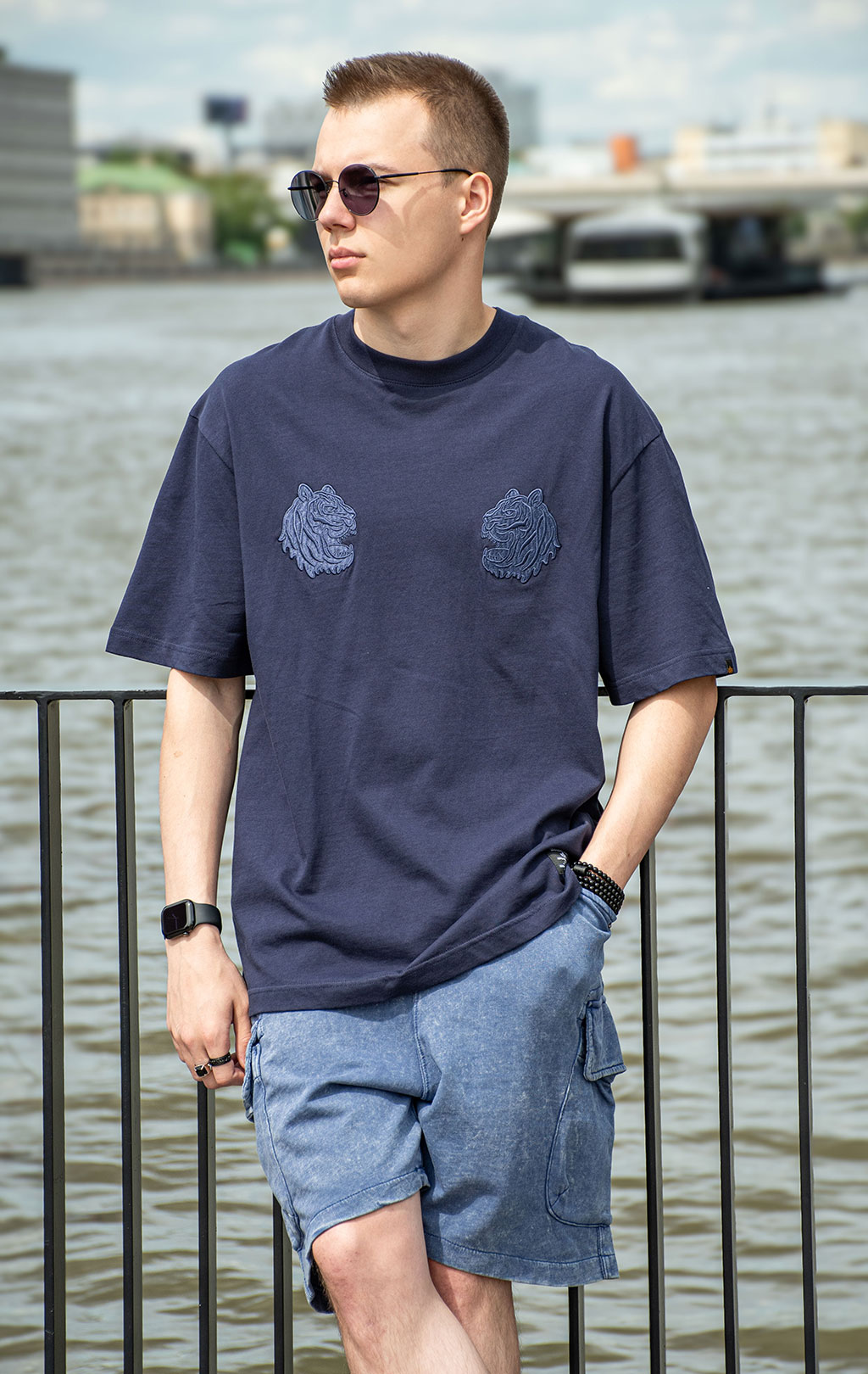 Футболка ALPHA INDUSTRIES TIGER EMBROIDERED TEE SS 25 m rep. blue 