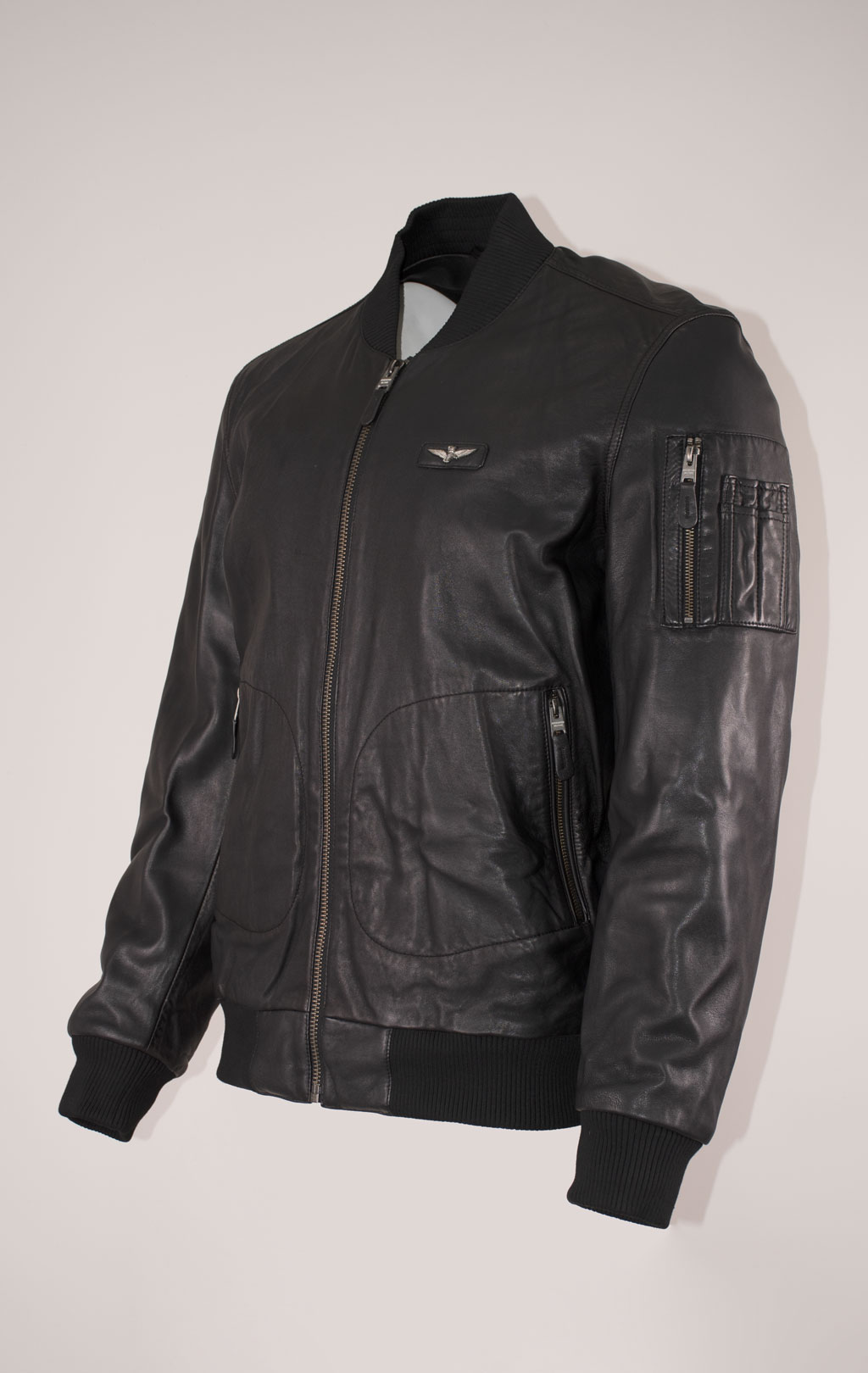 Куртка-бомбер AERONAUTICA MILITARE big size кожа FW 24/25/IN nero (PN 951) 