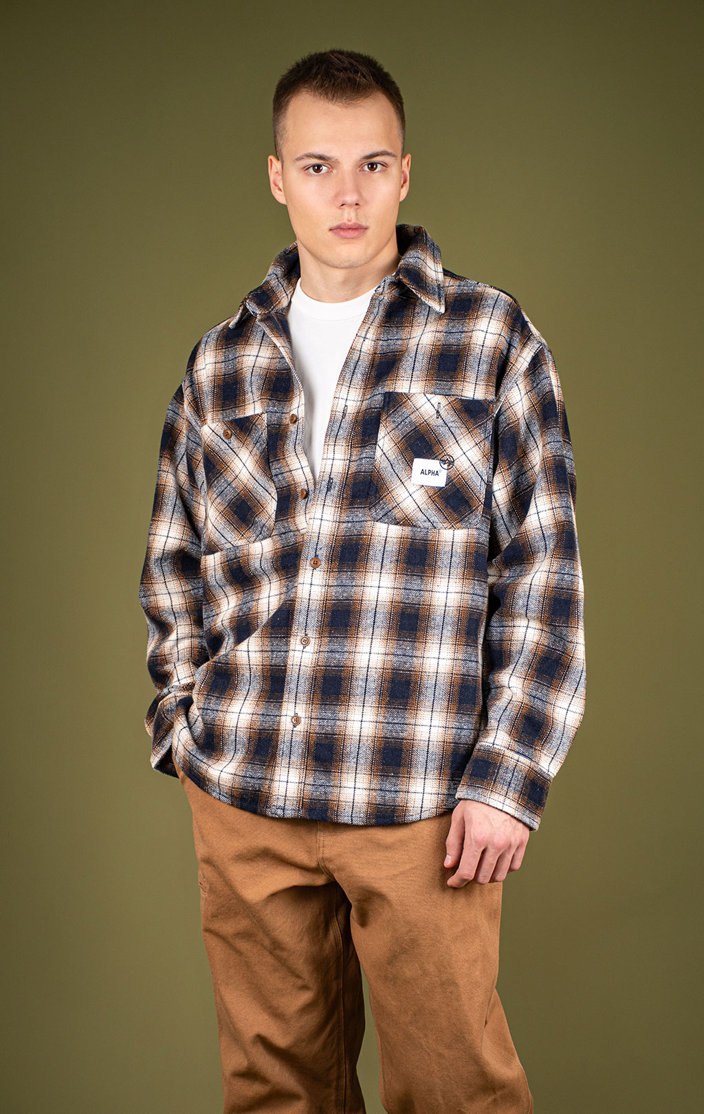 Рубашка ALPHA INDUSTRIES UNFRM FLANNEL SHIRT FW 25/26 rust M001120 