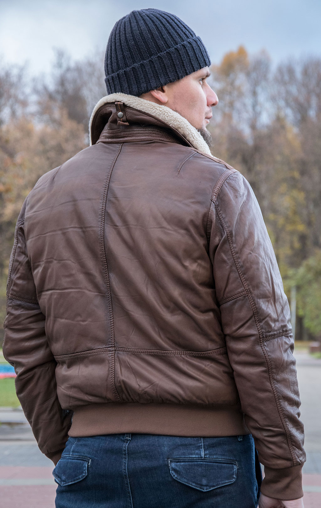 Куртка-пилот PARAJUMPERS JOSH LEATHER кожа FW 21/22 brown 