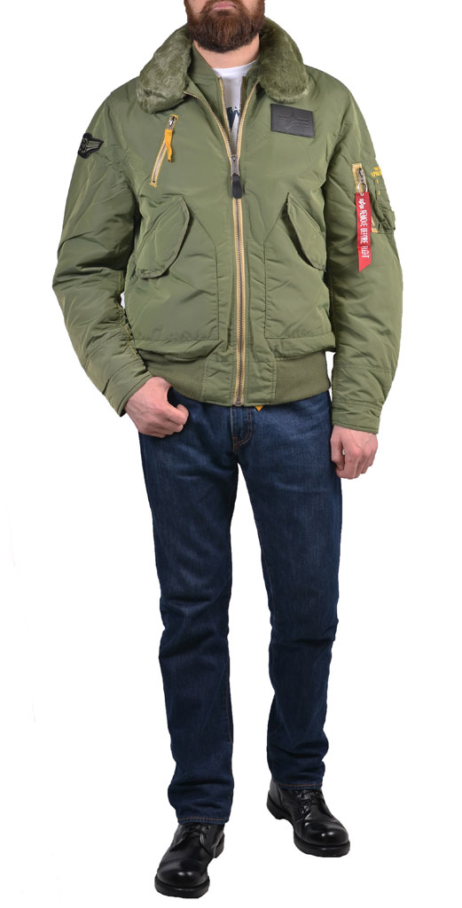 Куртка-пилот ALPHA INDUSTRIES AIR FRAME B-15 sage/orange 