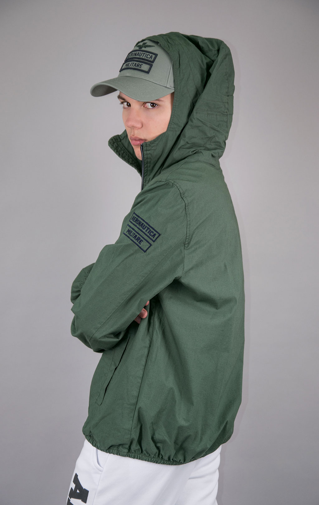 Ветровка AERONAUTICA MILITARE big size SS 23 m/TR verde militare (AB 2054) 