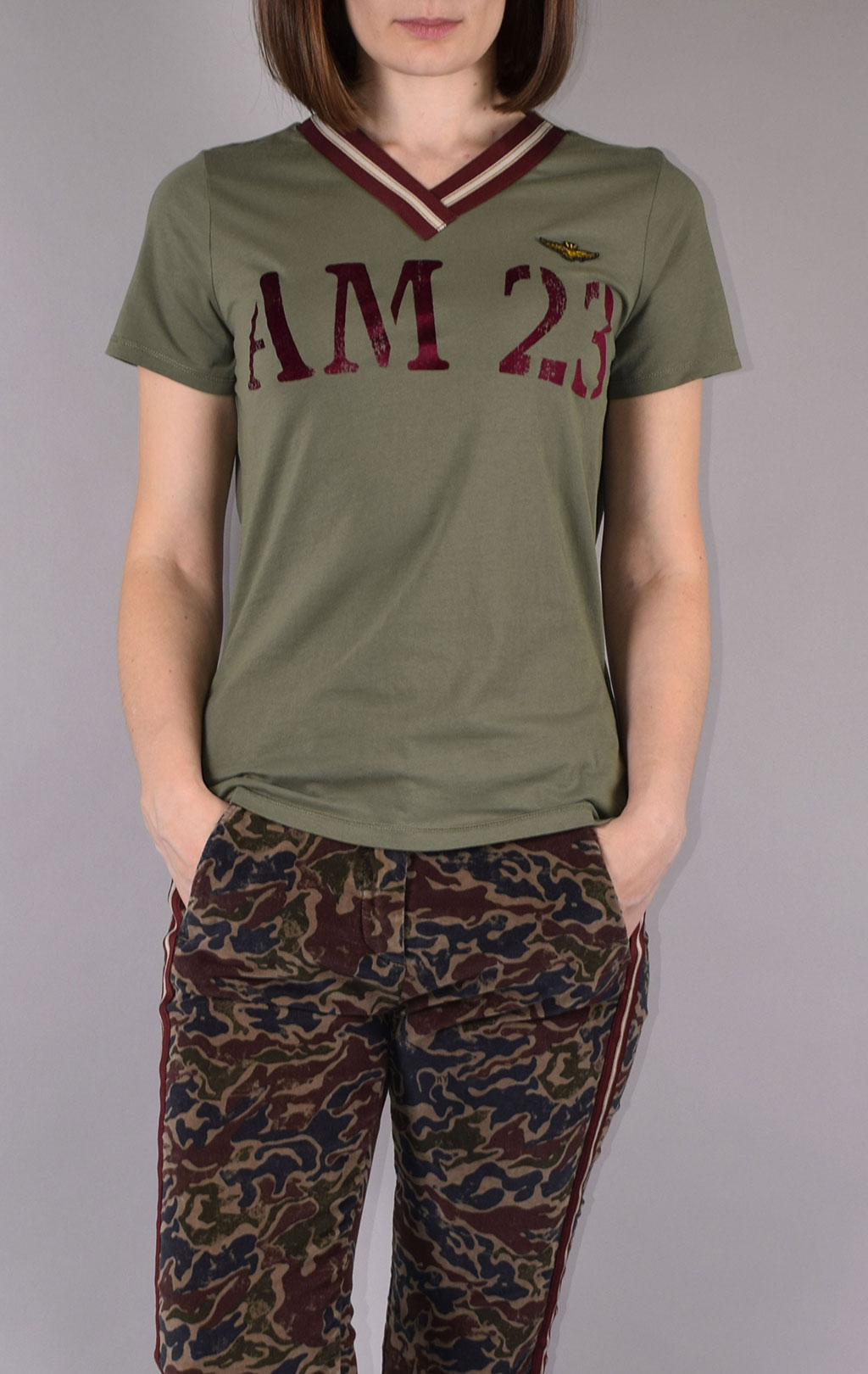 Женская футболка AERONAUTICA MILITARE FW 19/20 verde militare (TS 1687) 