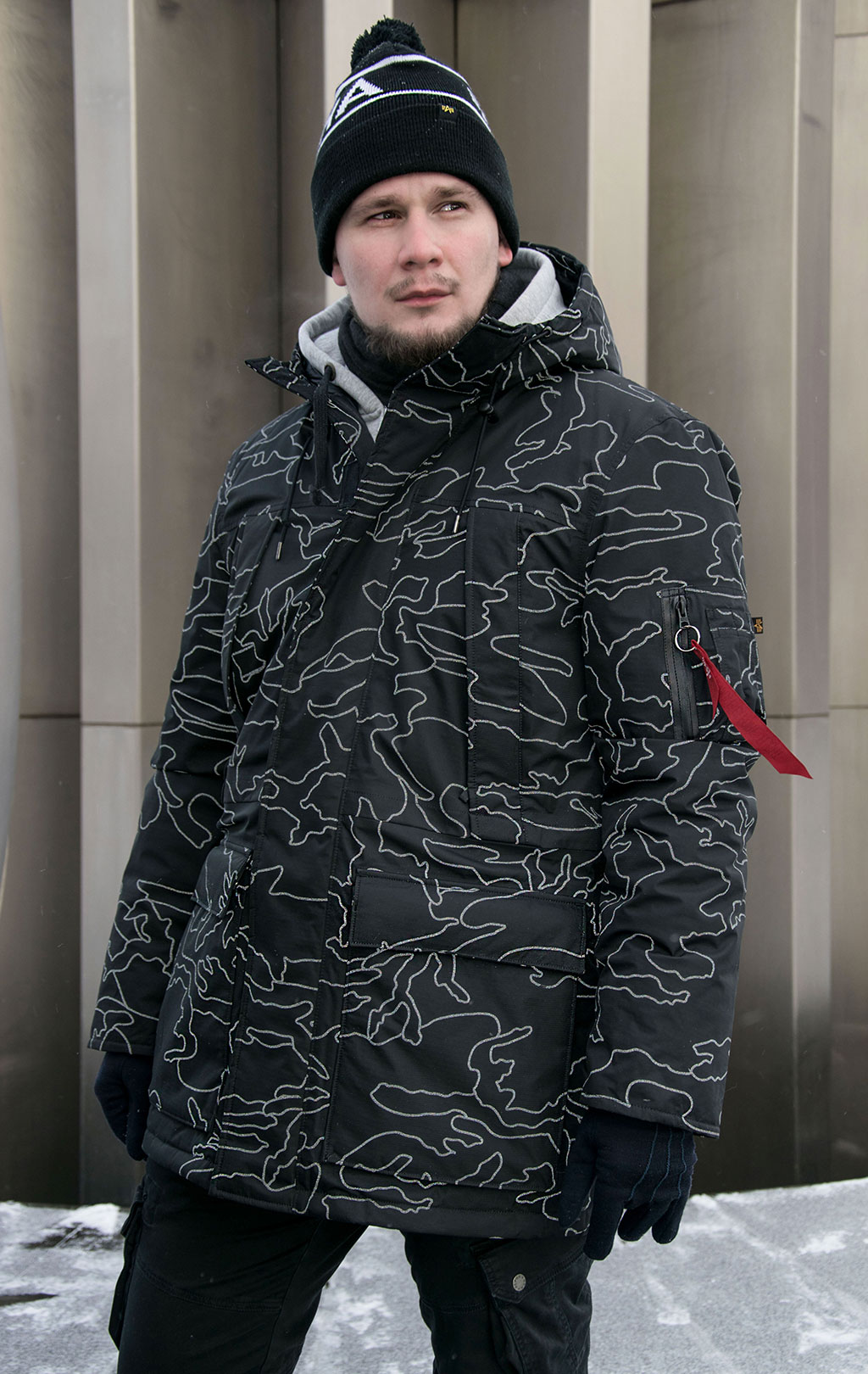 Аляска ALPHA INDUSTRIES PRIMALOFT PARKA N-3B reflective black camo 