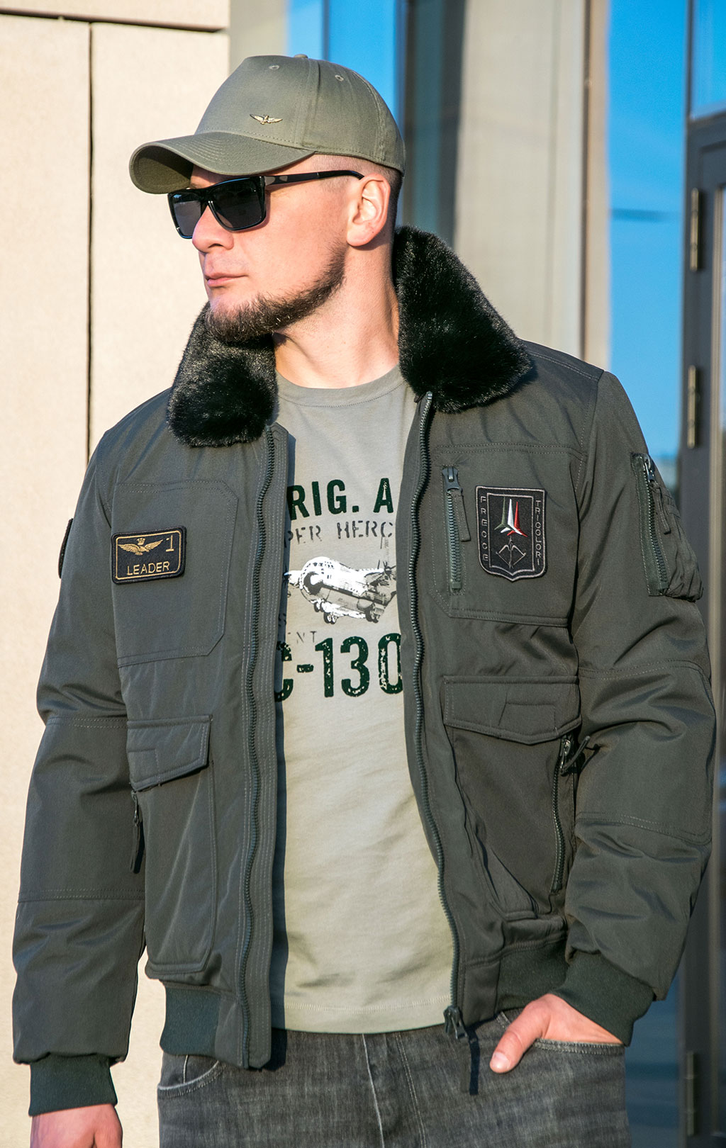 Куртка-пилот AERONAUTICA MILITARE FW 23/24 m/BD dark green (AB 2106) 