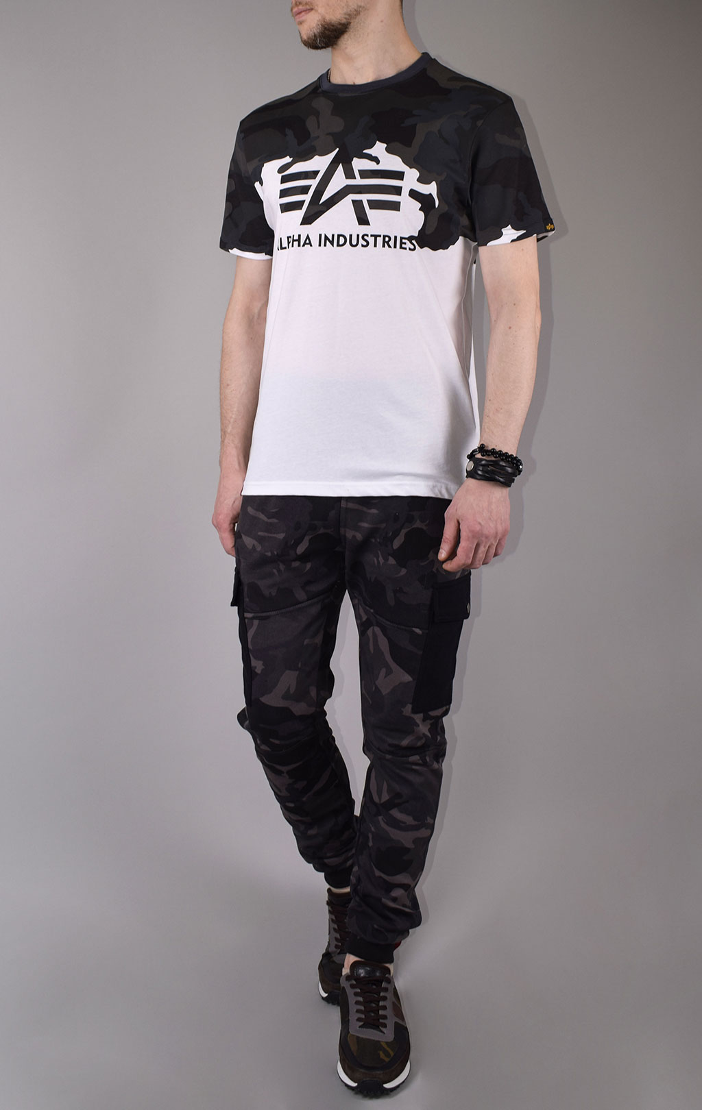 Футболка ALPHA INDUSTRIES LOST CAMO T black camo 