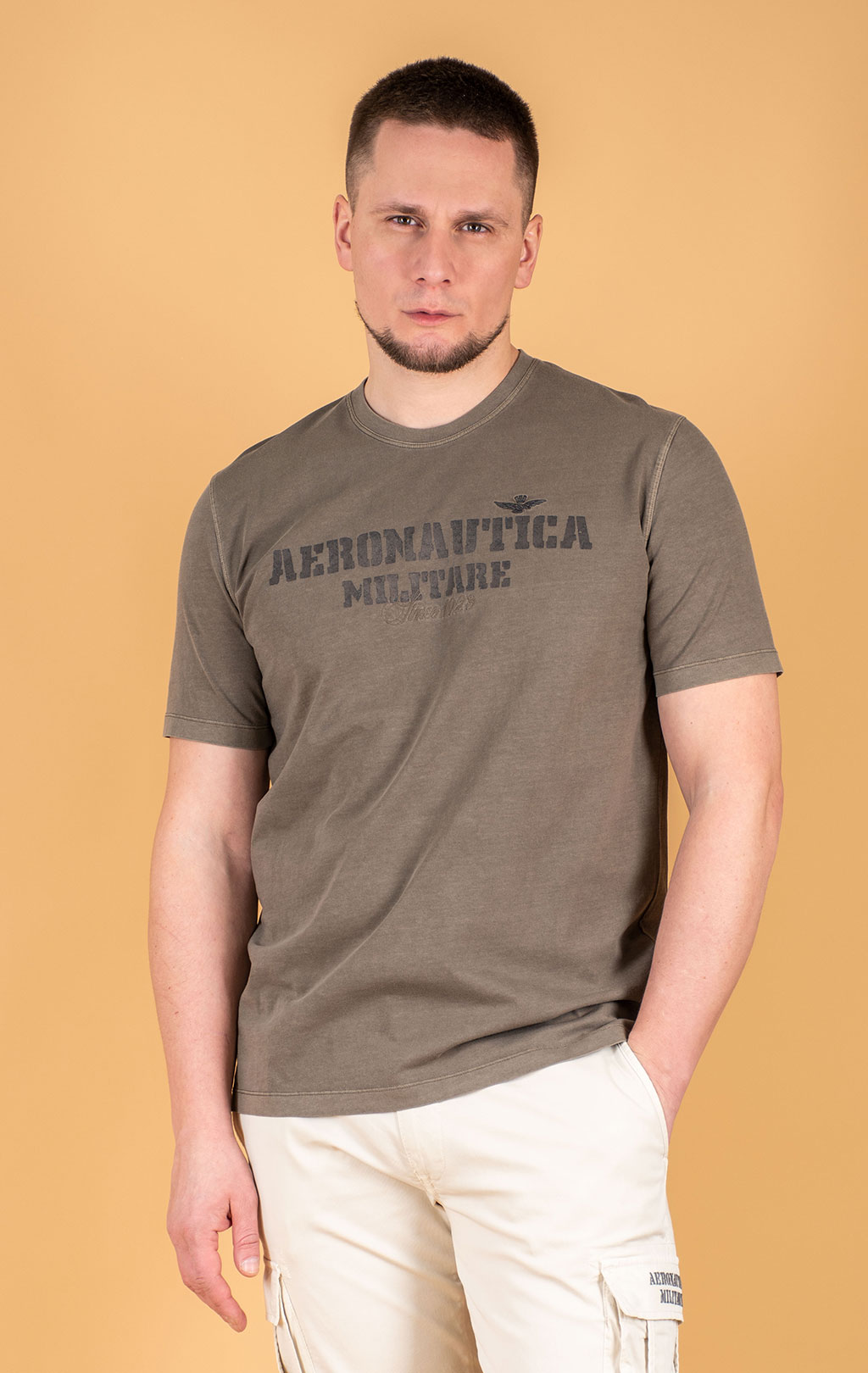 Футболка AERONAUTICA MILITARE SS 25 m/TR military olive washed (TS 2407) 