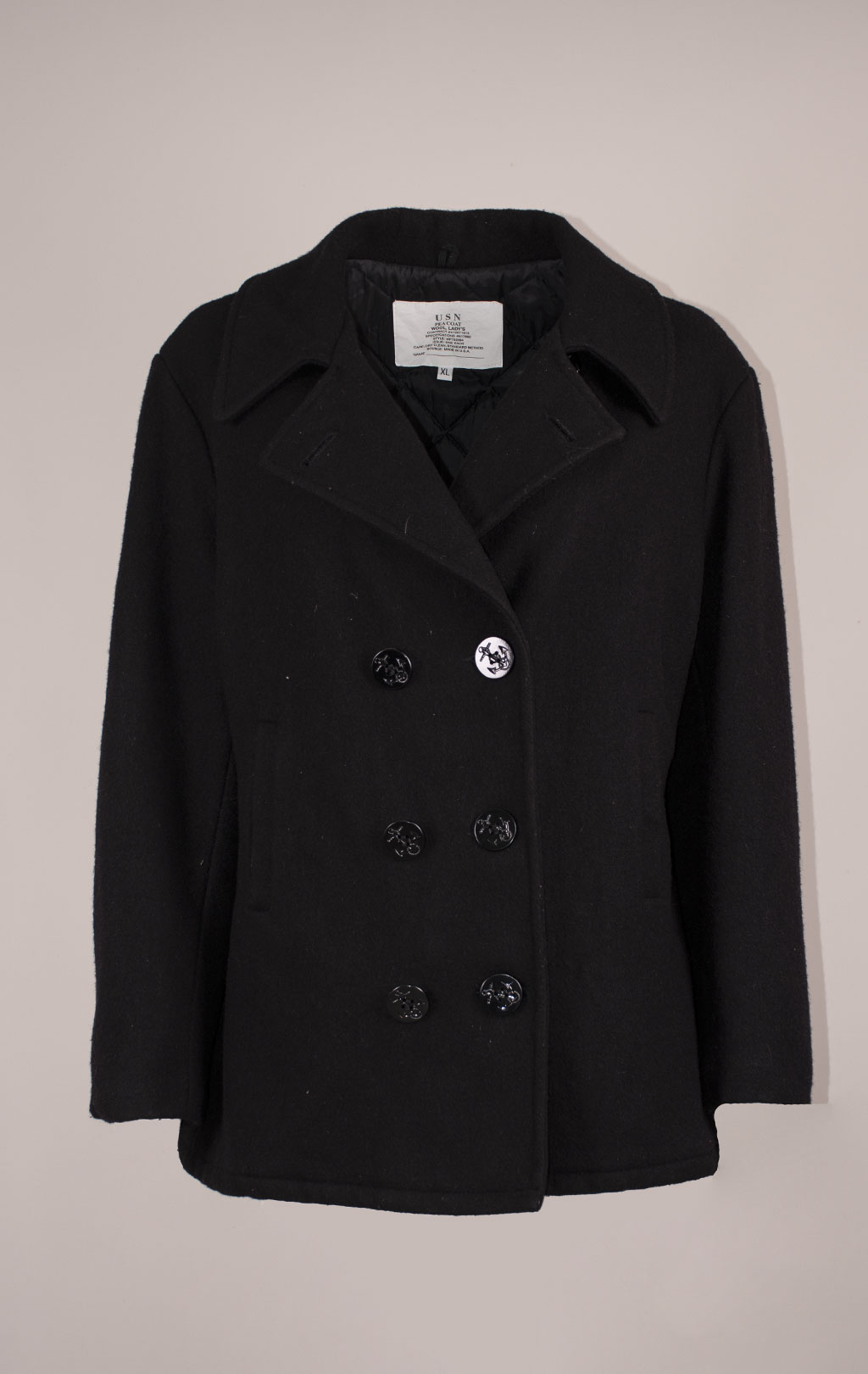 Бушлат морской армейский USN PEA COAT жен. PEACOAT шерсть100% black б/у США