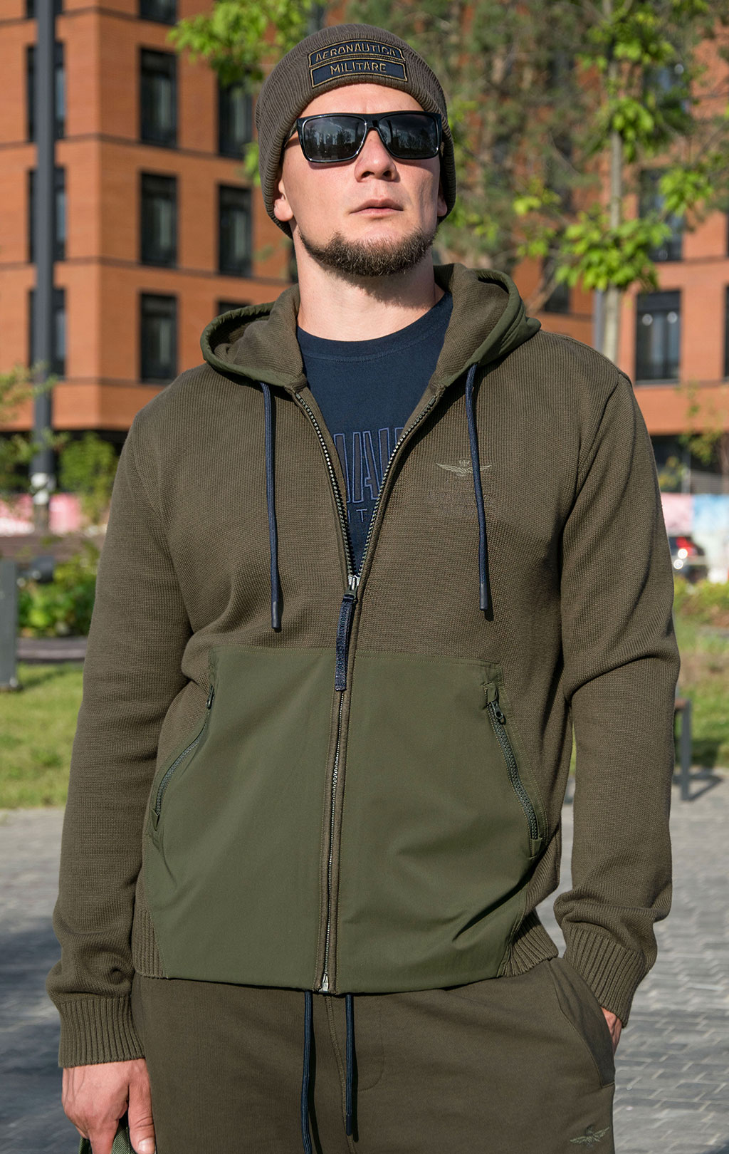 Толстовка вязаная AERONAUTICA MILITARE big size FW 23/24/IN off green (MA 1448) 