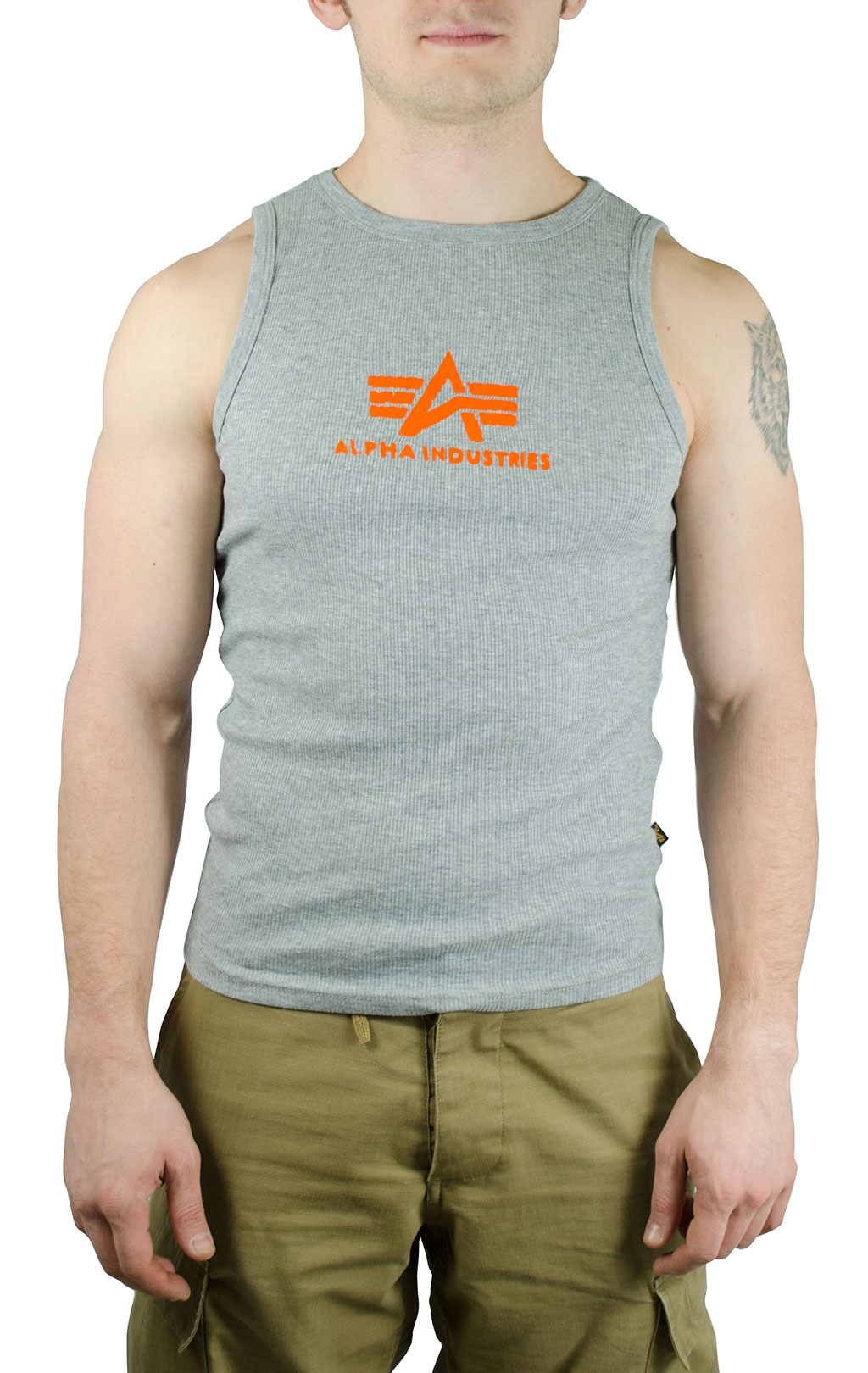 Майка ALPHA INDUSTRIES LOGO TANK grey heather 