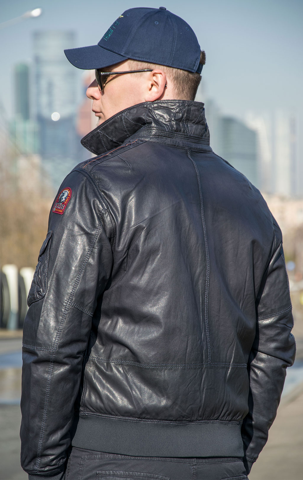 Ветровка PARAJUMPERS BRIGADIER LEATHER кожа SS 22 navy 