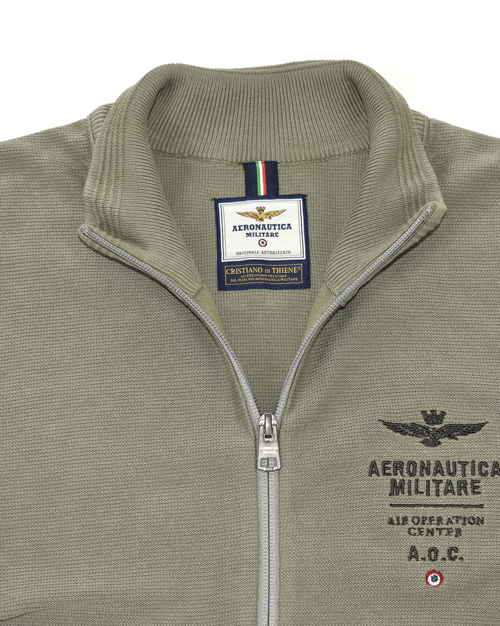 Свитер на молнии AERONAUTICA MILITARE SS 20/IN verde militare (MA 1259) 