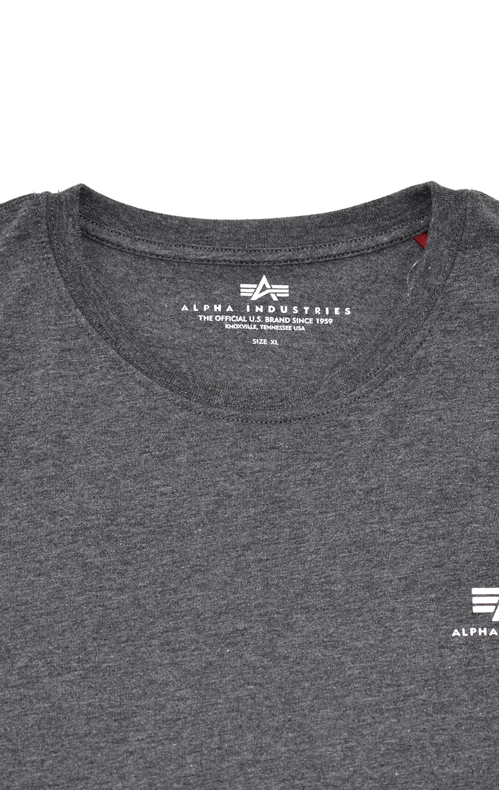 Футболка ALPHA INDUSTRIES BASIC T SMALL LOGO charcoal heather/white 