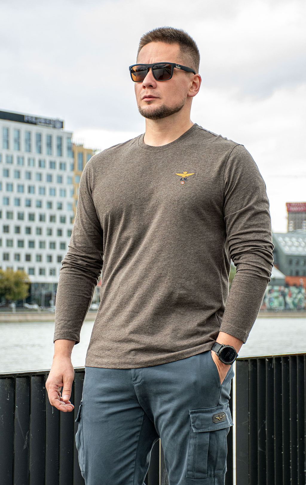 Лонгслив AERONAUTICA MILITARE FW 26/27/TR brown melange (TS 2390) 