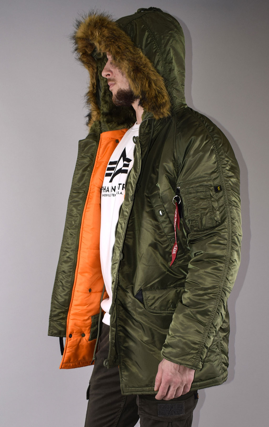 Аляска ALPHA INDUSTRIES SLIM FIT GEN-I big size N-3B sage/orange 