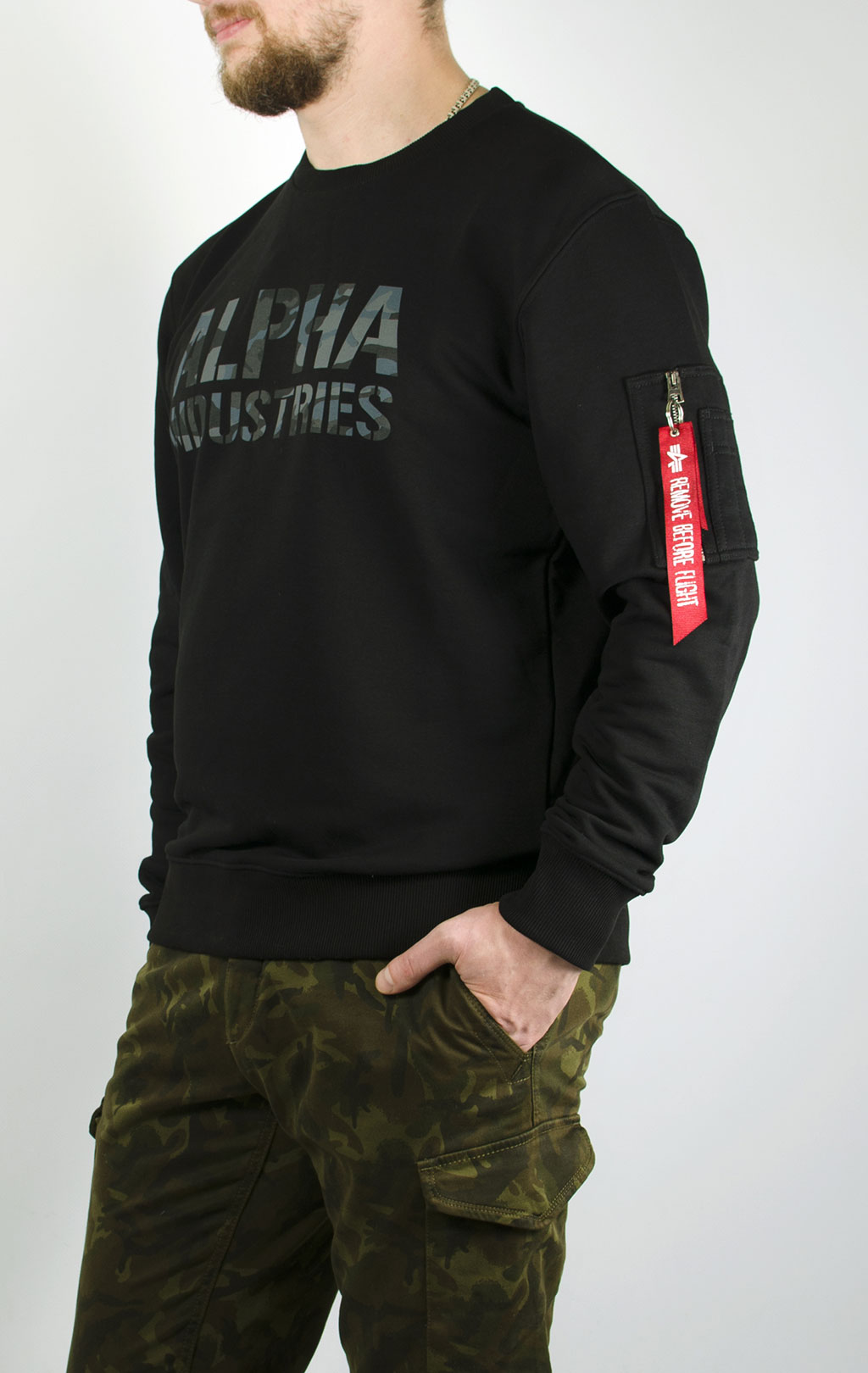 Свитшот ALPHA INDUSTRIES CAMO PRINT black/black 