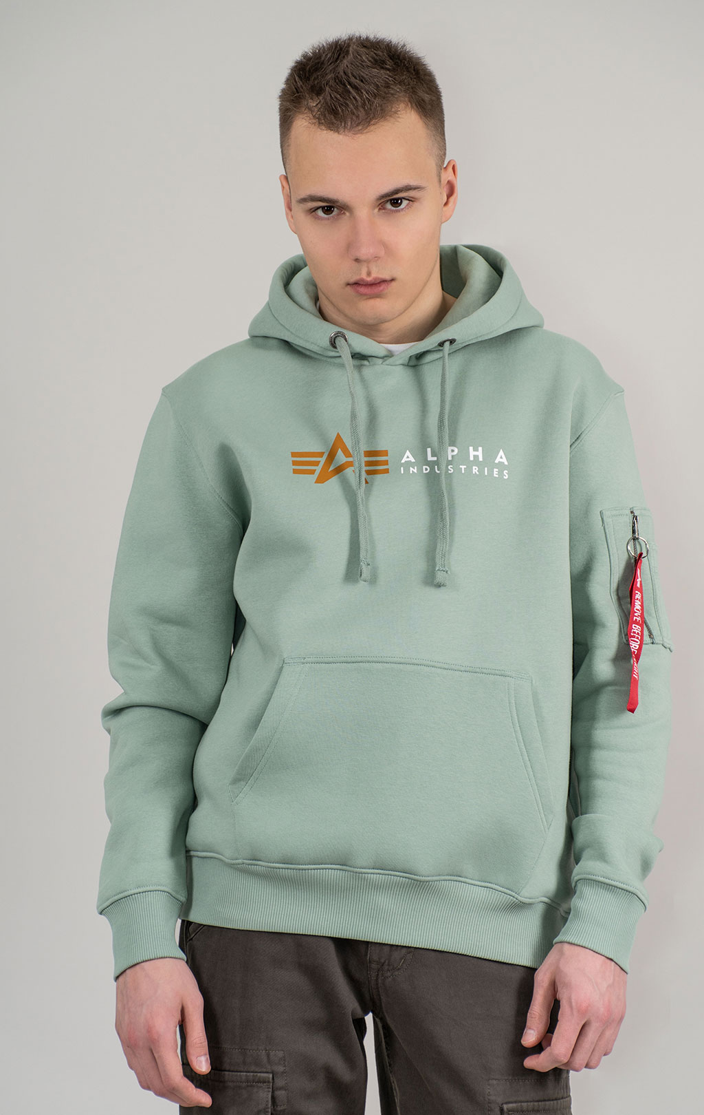 Толстовка ALPHA INDUSTRIES ALPHA LABEL HOODY dusty green 