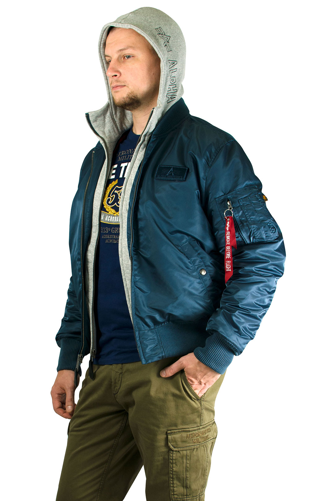 Куртка-бомбер лётная ALPHA INDUSTRIES D-Tec MA-1 blue bold 