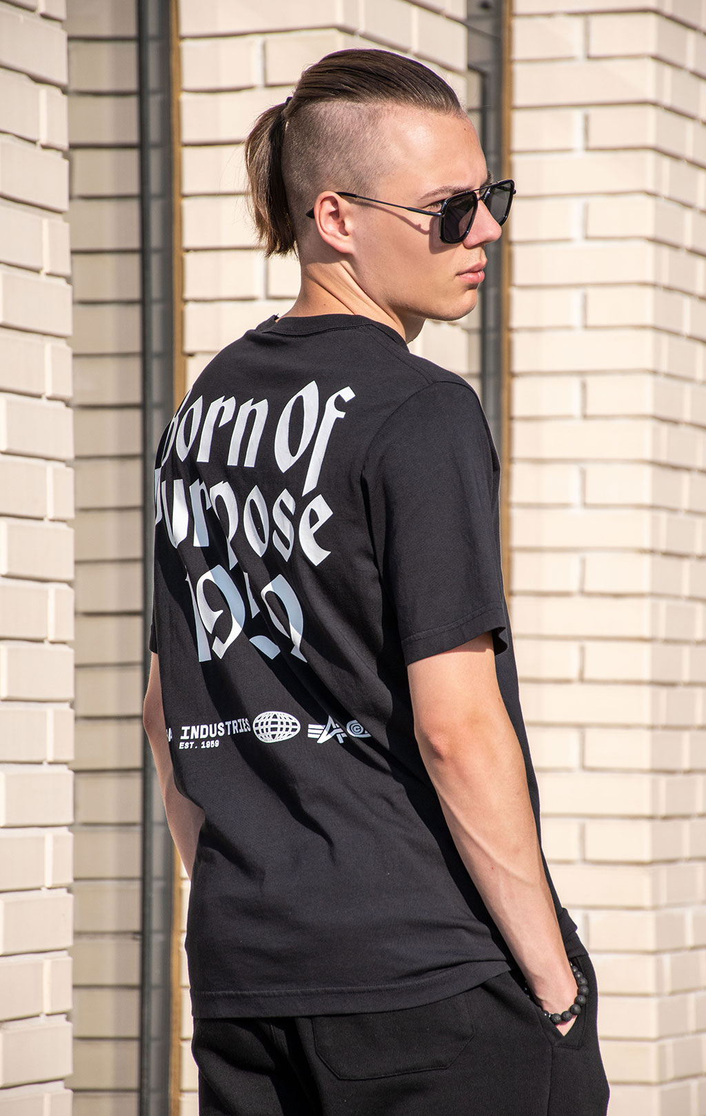 Футболка ALPHA INDUSTRIES BORN OF PURPOSE TEE плотная FW 24/25 black 