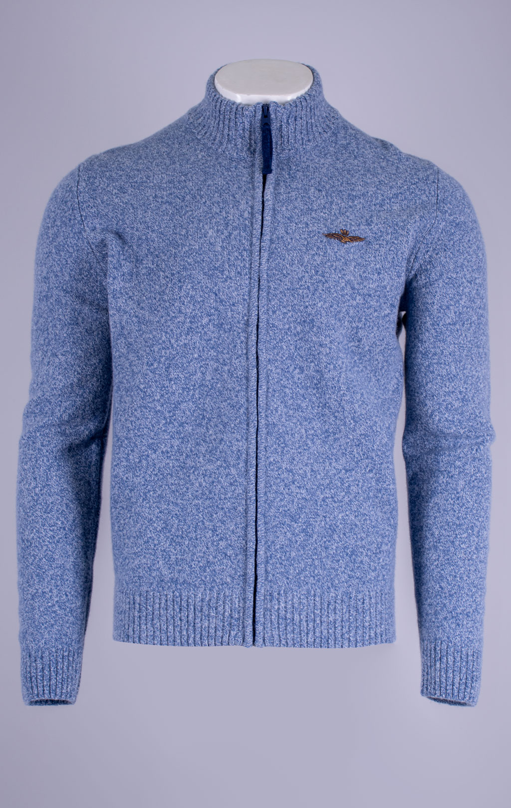 Свитер на молнии AERONAUTICA MILITARE FW 26/27/BG mouline azzurro (MA 1646) 