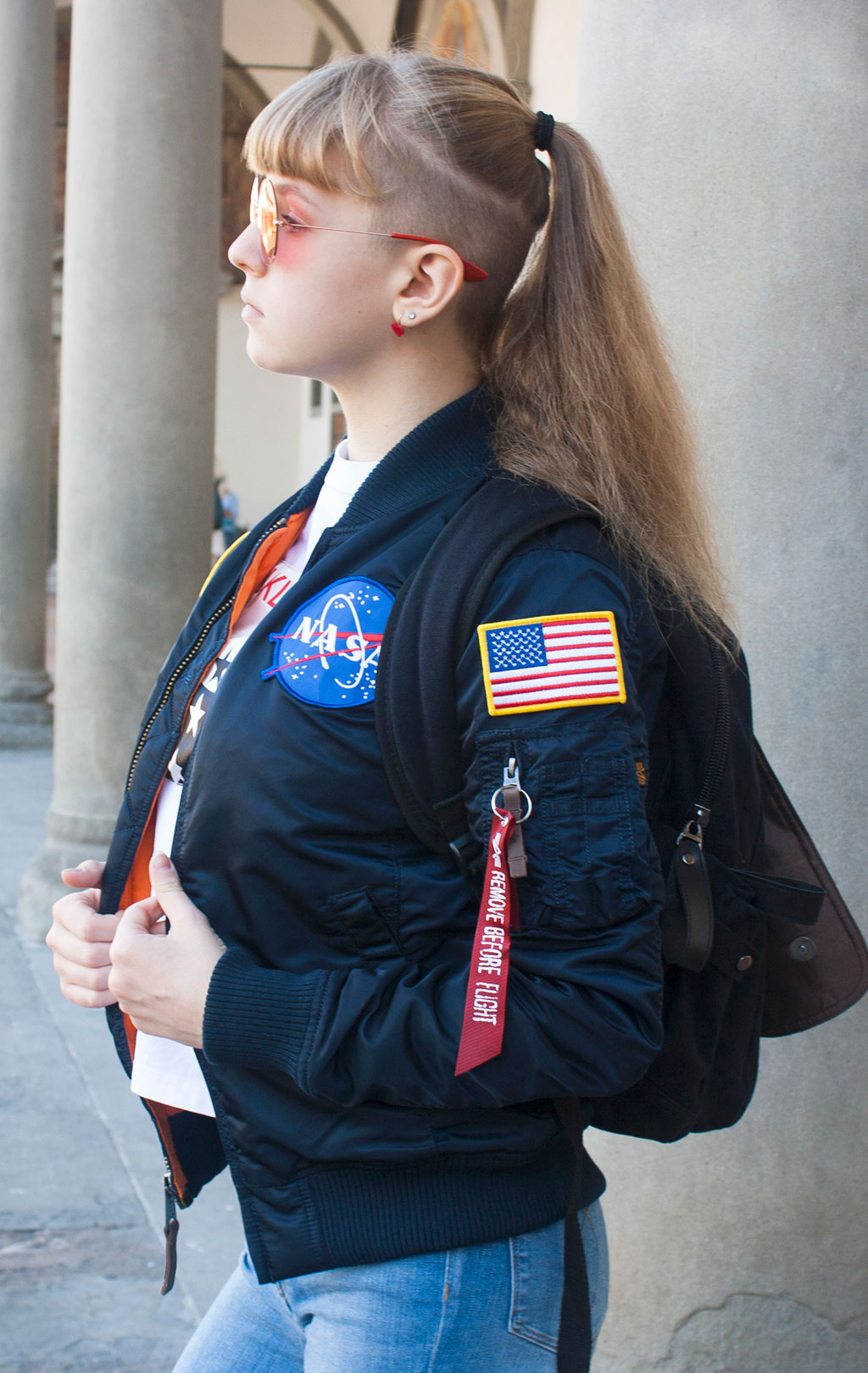 Женская куртка-бомбер лётная ALPHA INDUSTRIES VF NASA MA-1 rep. blue 