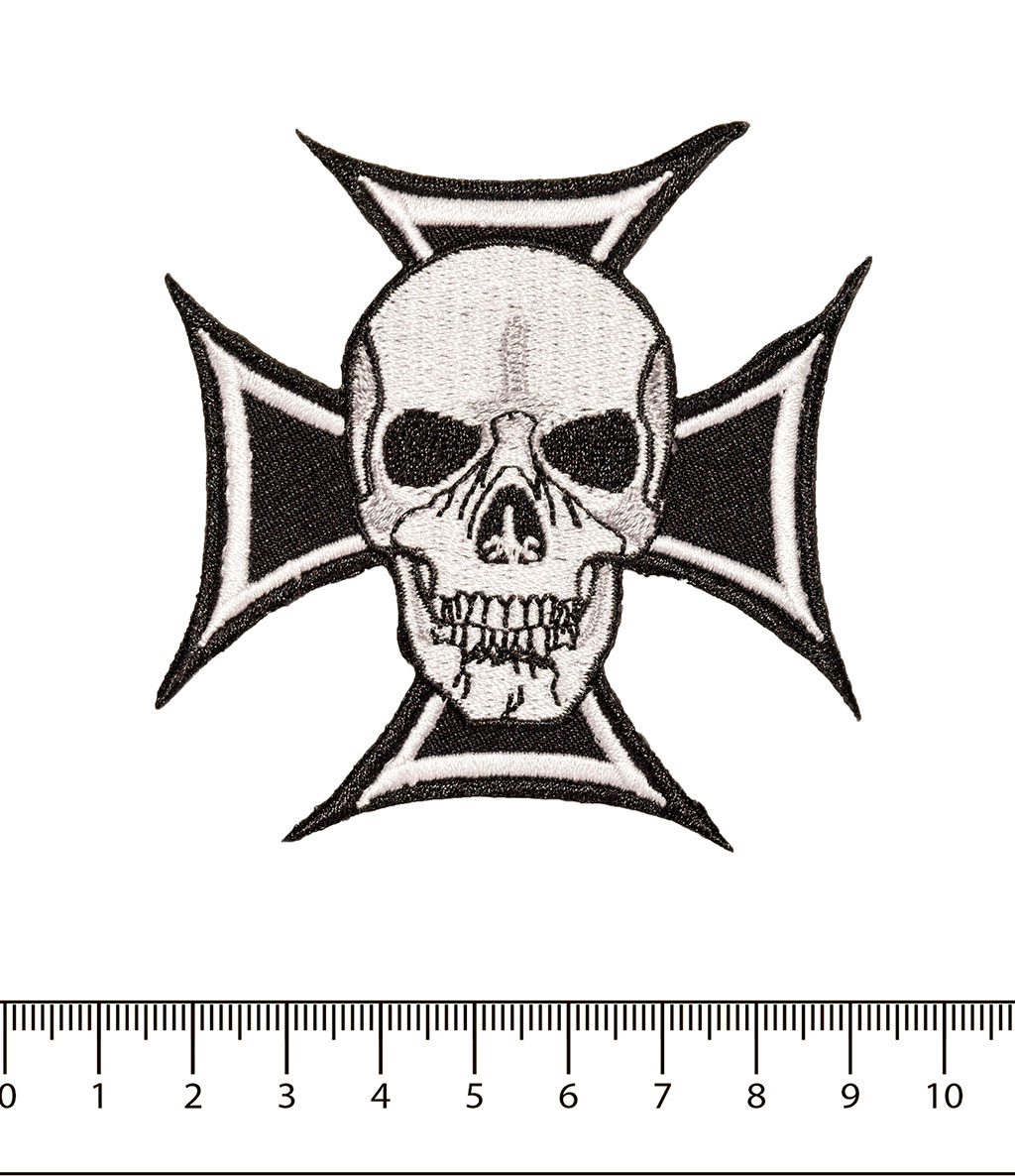 Нашивка SKULL and IRON CROSS black (PM0523) 