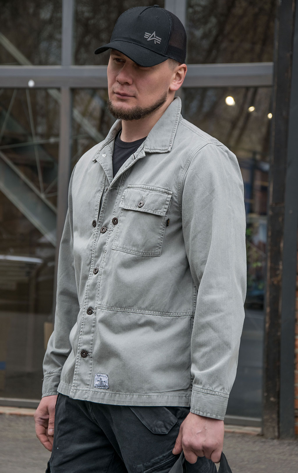 Ветровка ALPHA INDUSTRIES SHIRT JACKET P 44 SS 22 m vintage grey 