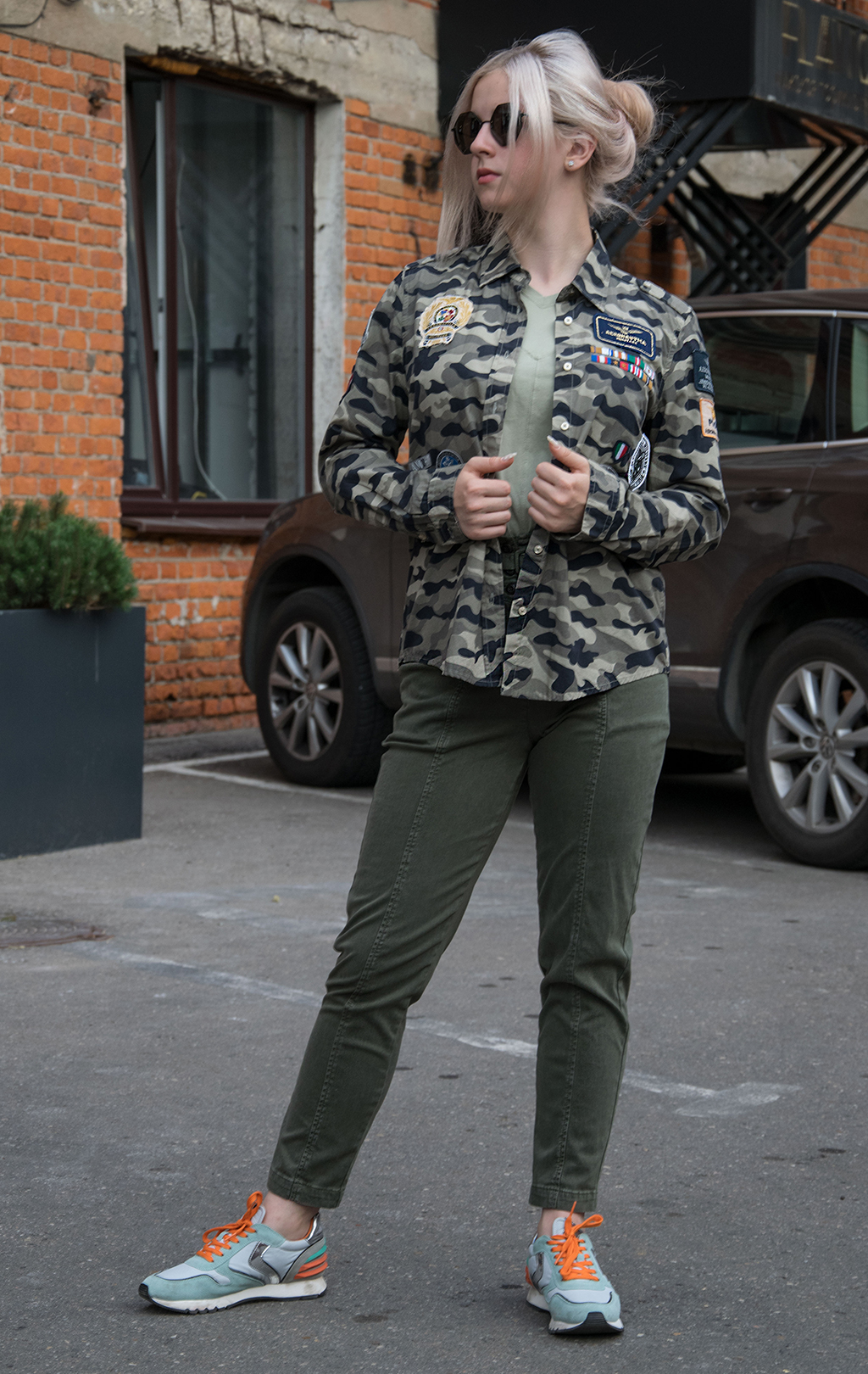 Женская рубашка AERONAUTICA MILITARE SS 20/IN camouflage verde militare (CA 1152) 