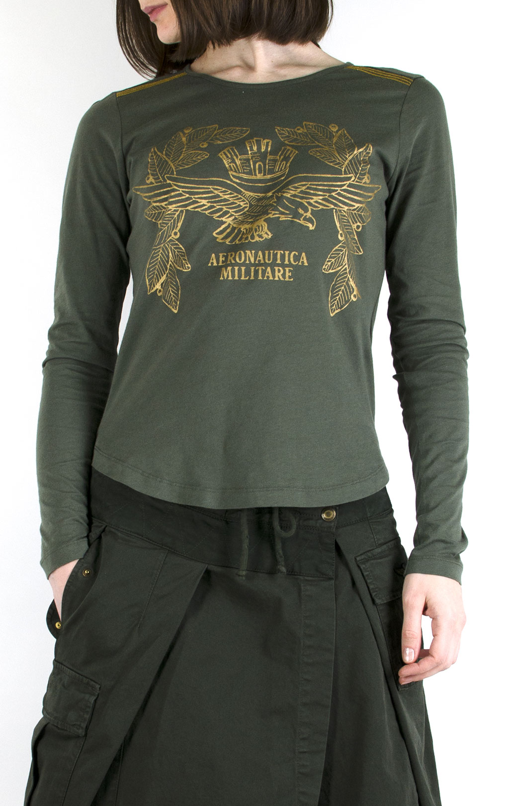 Женский лонгслив AERONAUTICA MILITARE verde eucalipto (TS 1449) 