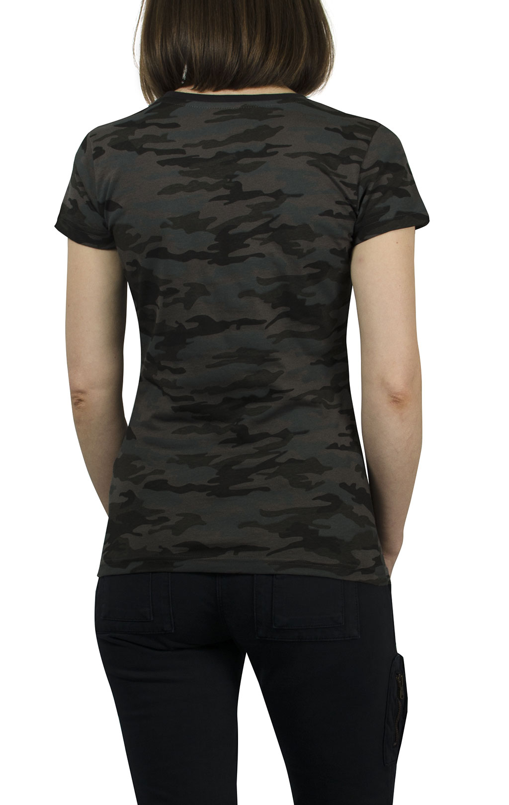 Женская футболка ALPHA INDUSTRIES BASIC T black camo 