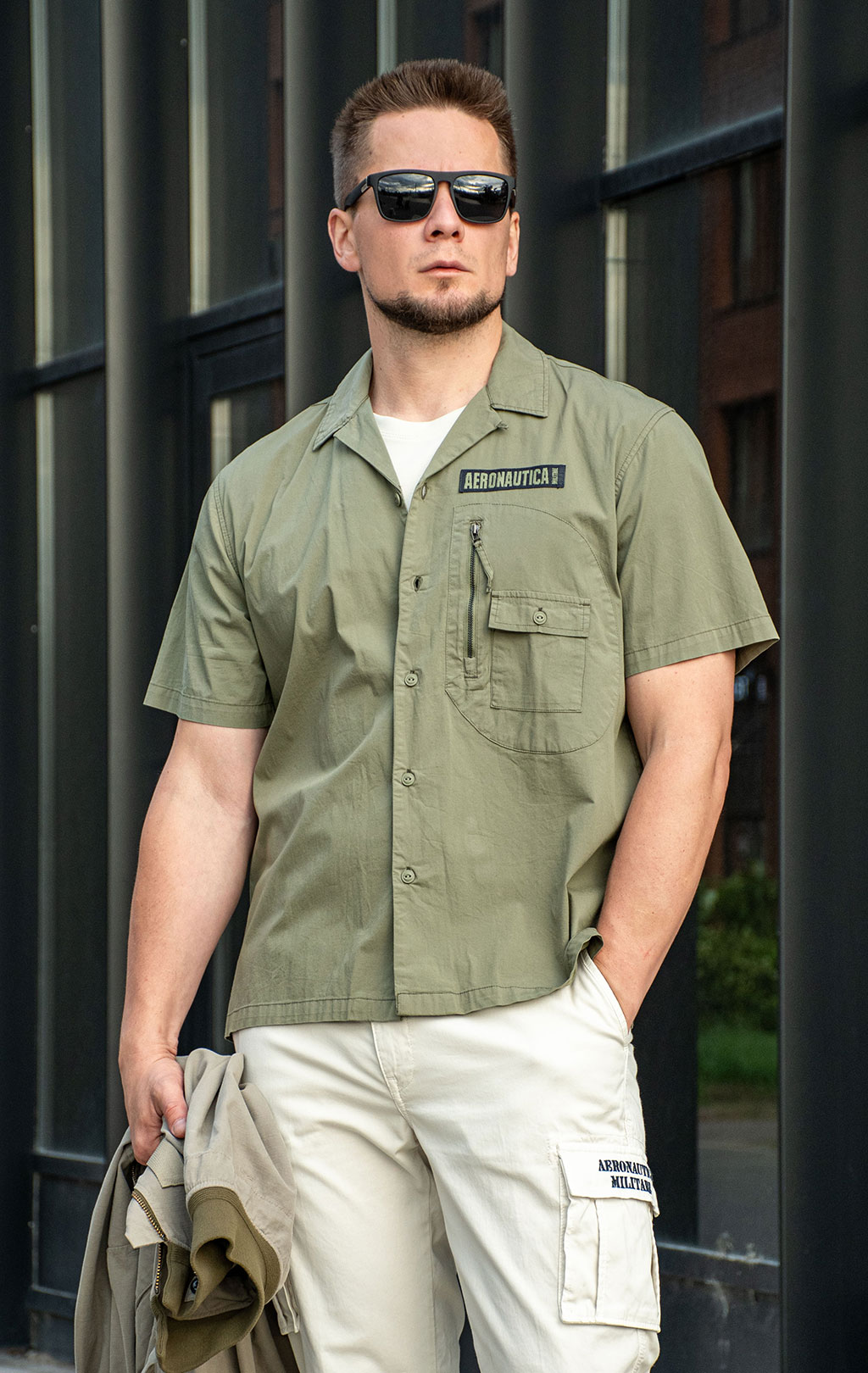 Рубашка AERONAUTICA MILITARE короткий рукав SS 26/IN lichen green (CA 1324) 