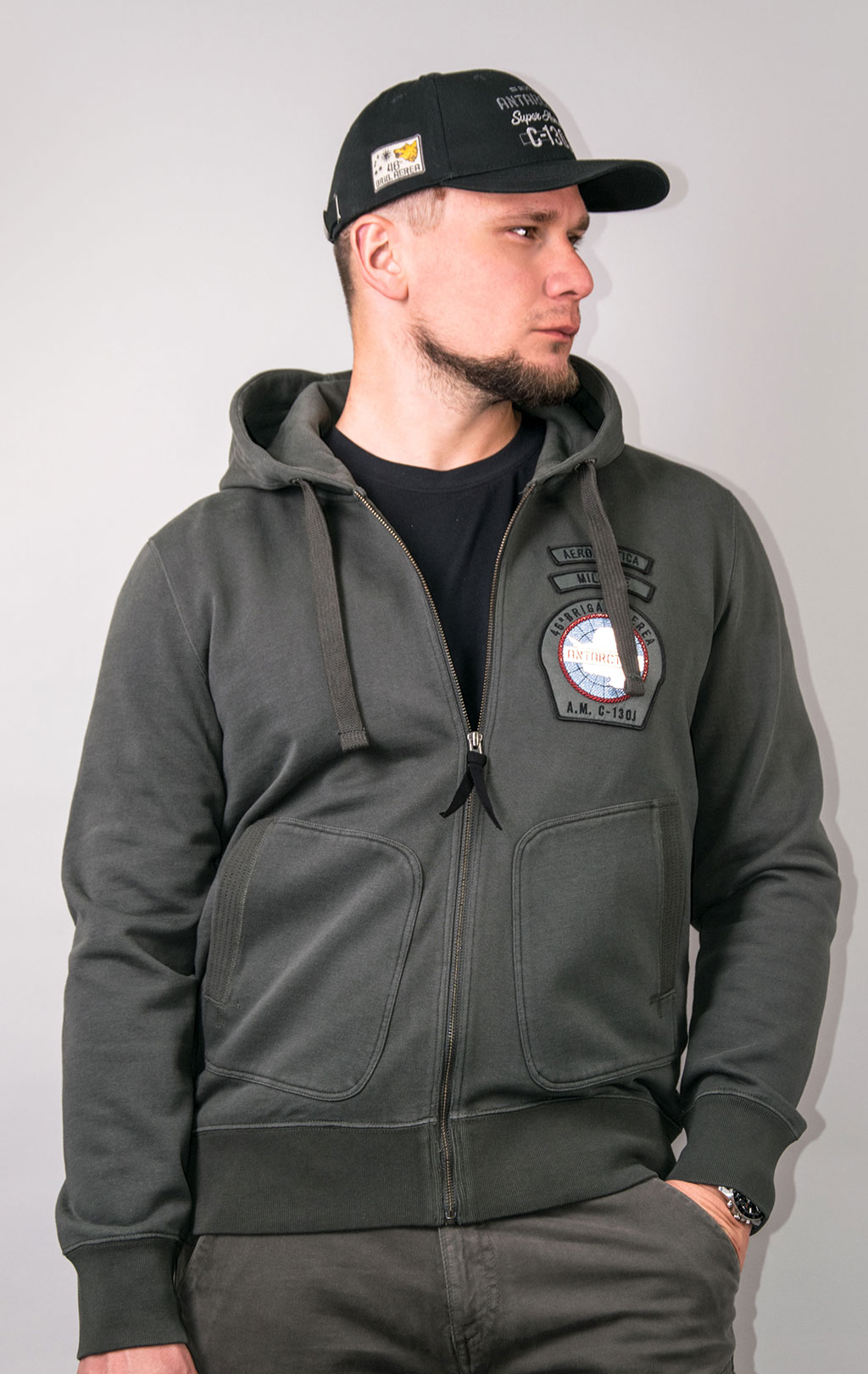 Толстовка с капюшоном AERONAUTICA MILITARE ANTARCTICA FW 23/24/IN dark green (FE 1818)