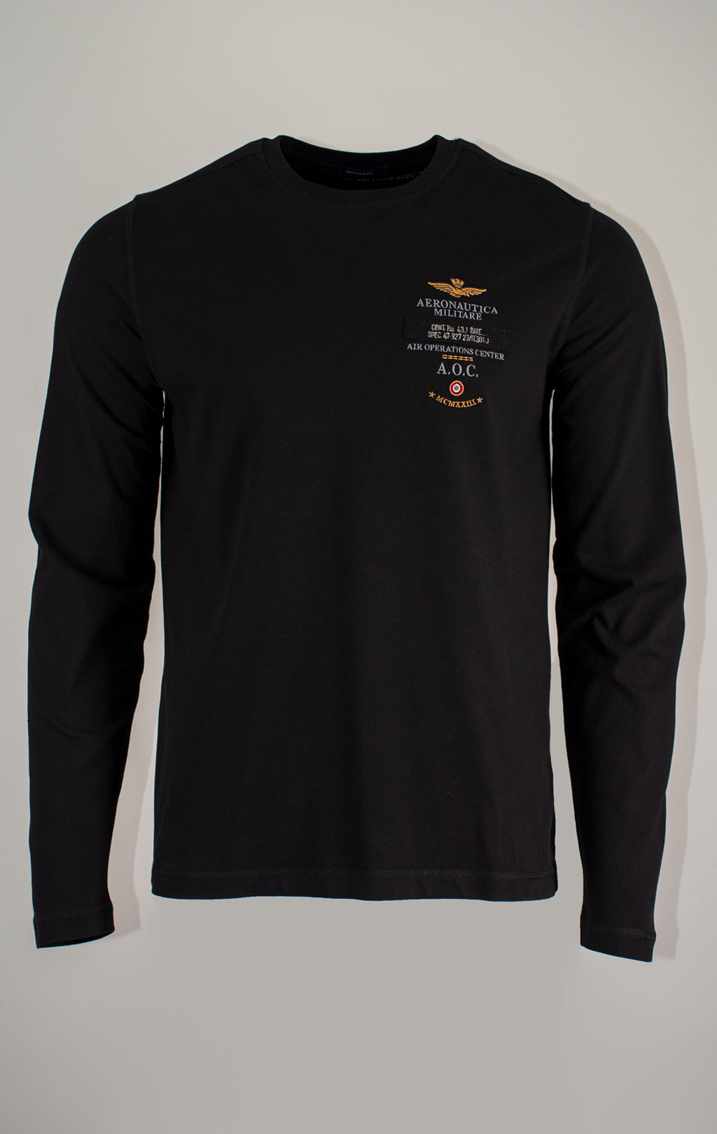 Лонгслив AERONAUTICA MILITARE big size FW 25/26/TR jet black (TS 2470) 