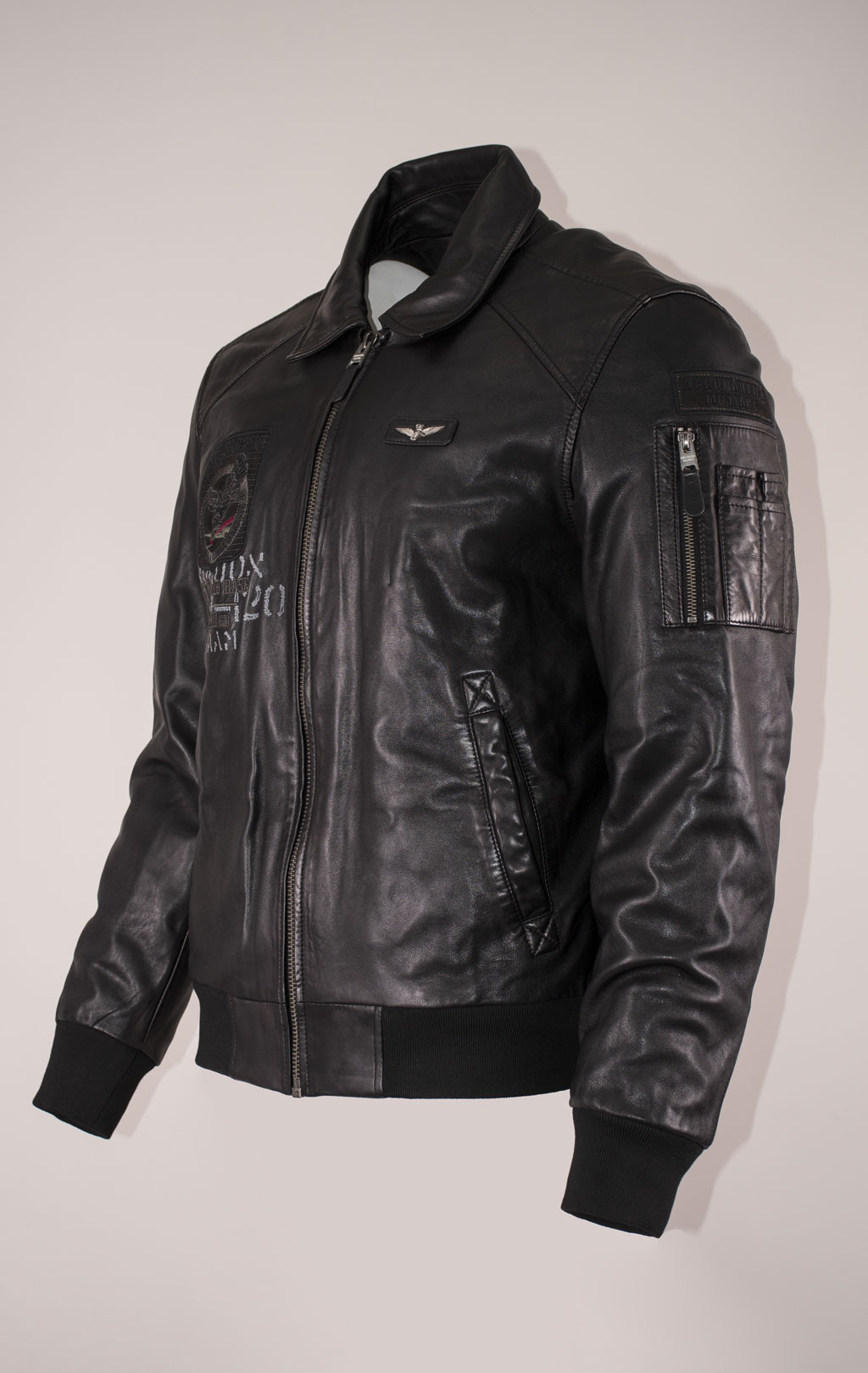 Куртка-пилот AERONAUTICA MILITARE big size кожа FW 24/25/IN nero (PN 950) 