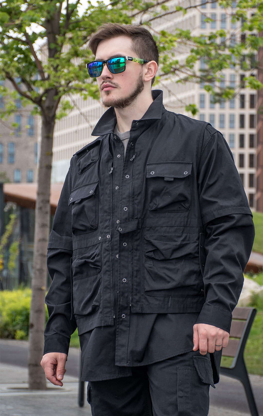 Ветровка трансформер ALPHA INDUSTRIES C-1 MOD SHIRT JACKET SS 24 m black 