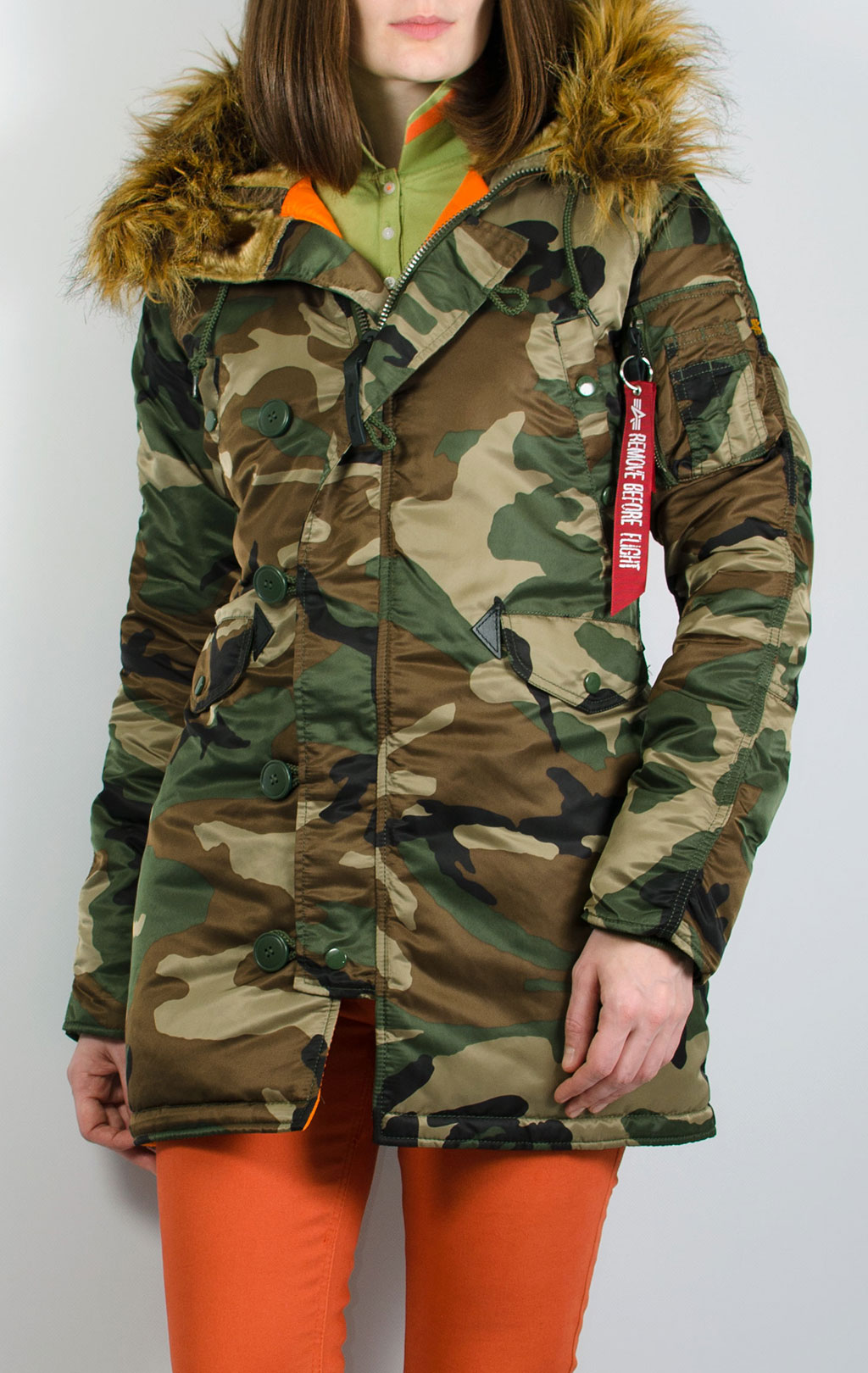 Женская аляска ALPHA INDUSTRIES VF 59 N-3B camo woodland 65 