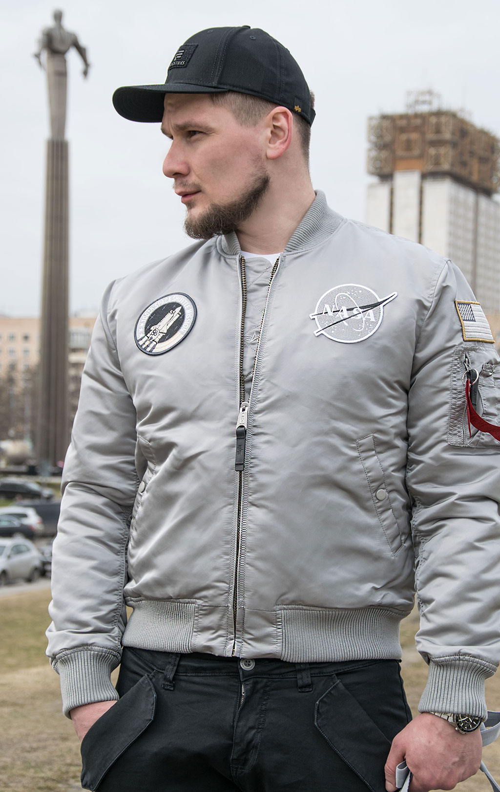 Бомбер ALPHA INDUSTRIES VF NASA MA-1 silver 