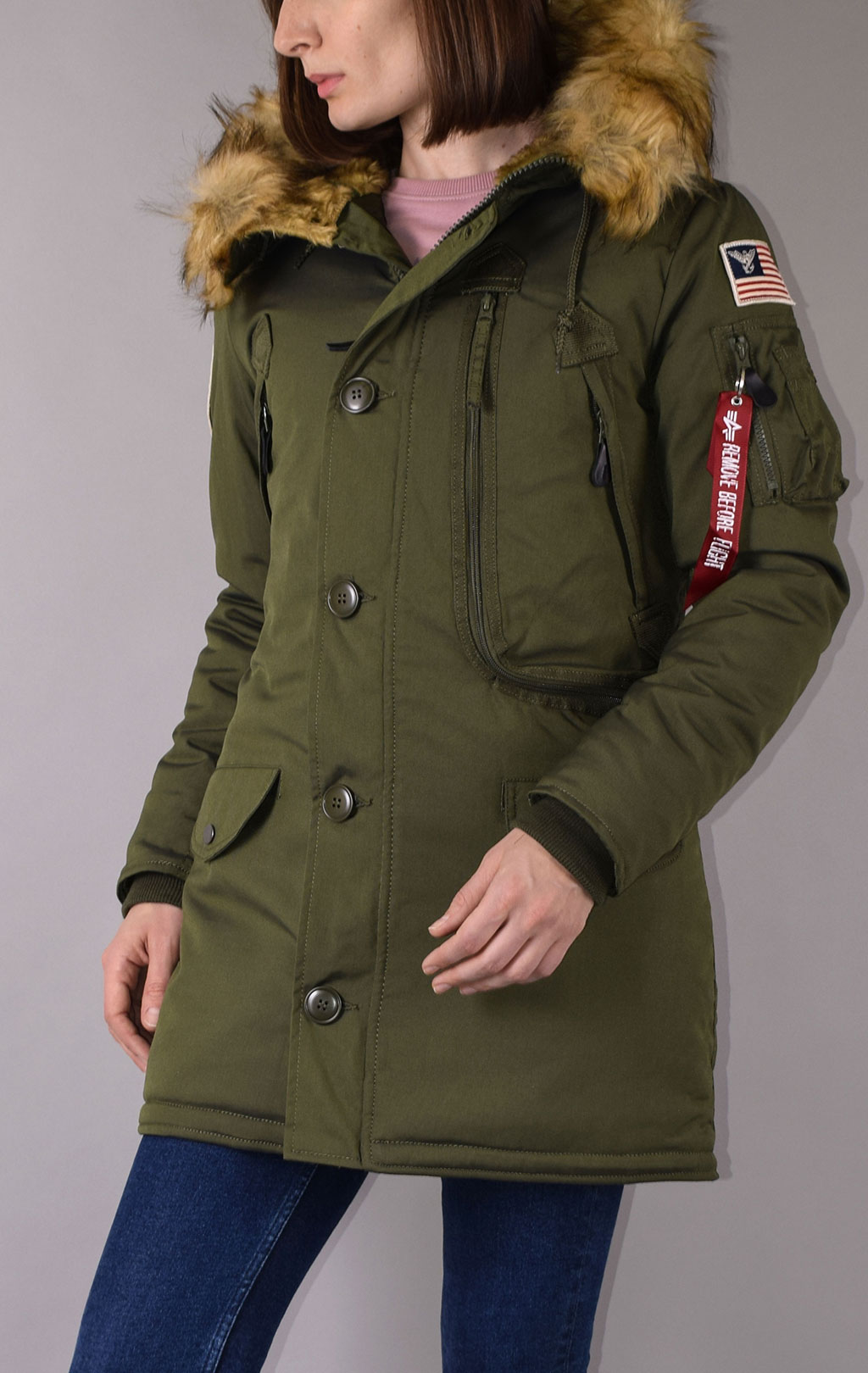 Женская аляска ALPHA INDUSTRIES POLAR dark green 