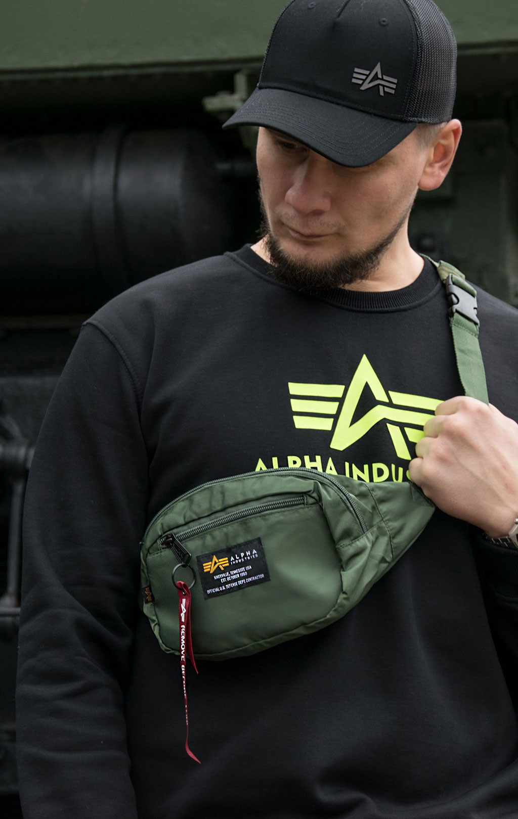 Сумка поясная ALPHA INDUSTRIES CREW WAIST BAG sage green 