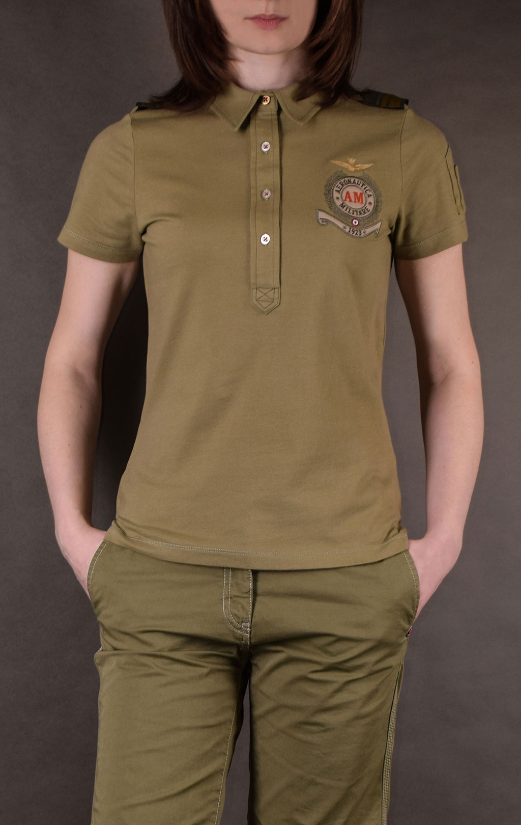 Женская футболка-поло AERONAUTICA MILITARE SS19 verde chiaro (PO 1319) 