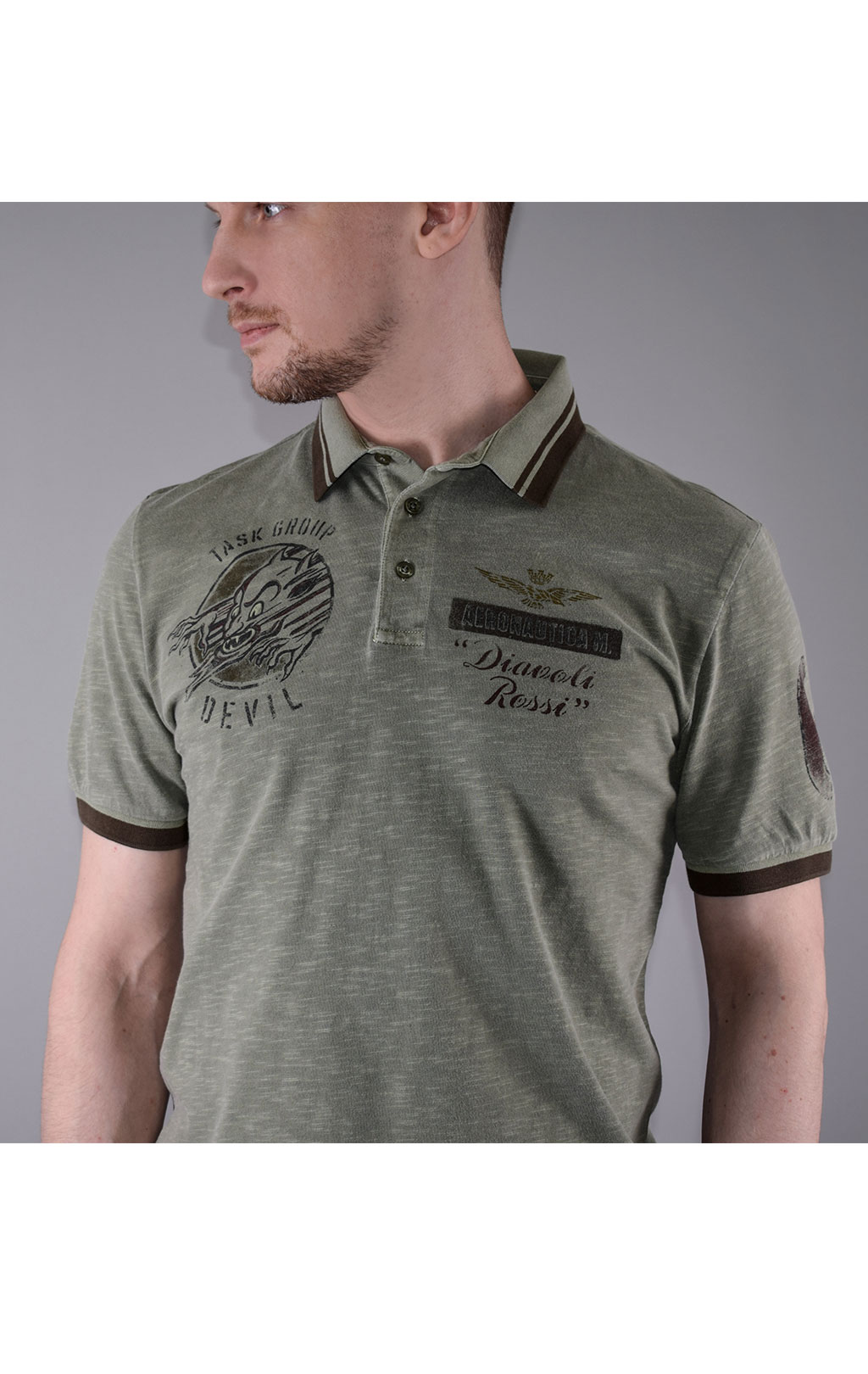 Футболка-поло AERONAUTICA MILITARE SS 20/TR verde militare (PO 1331) 