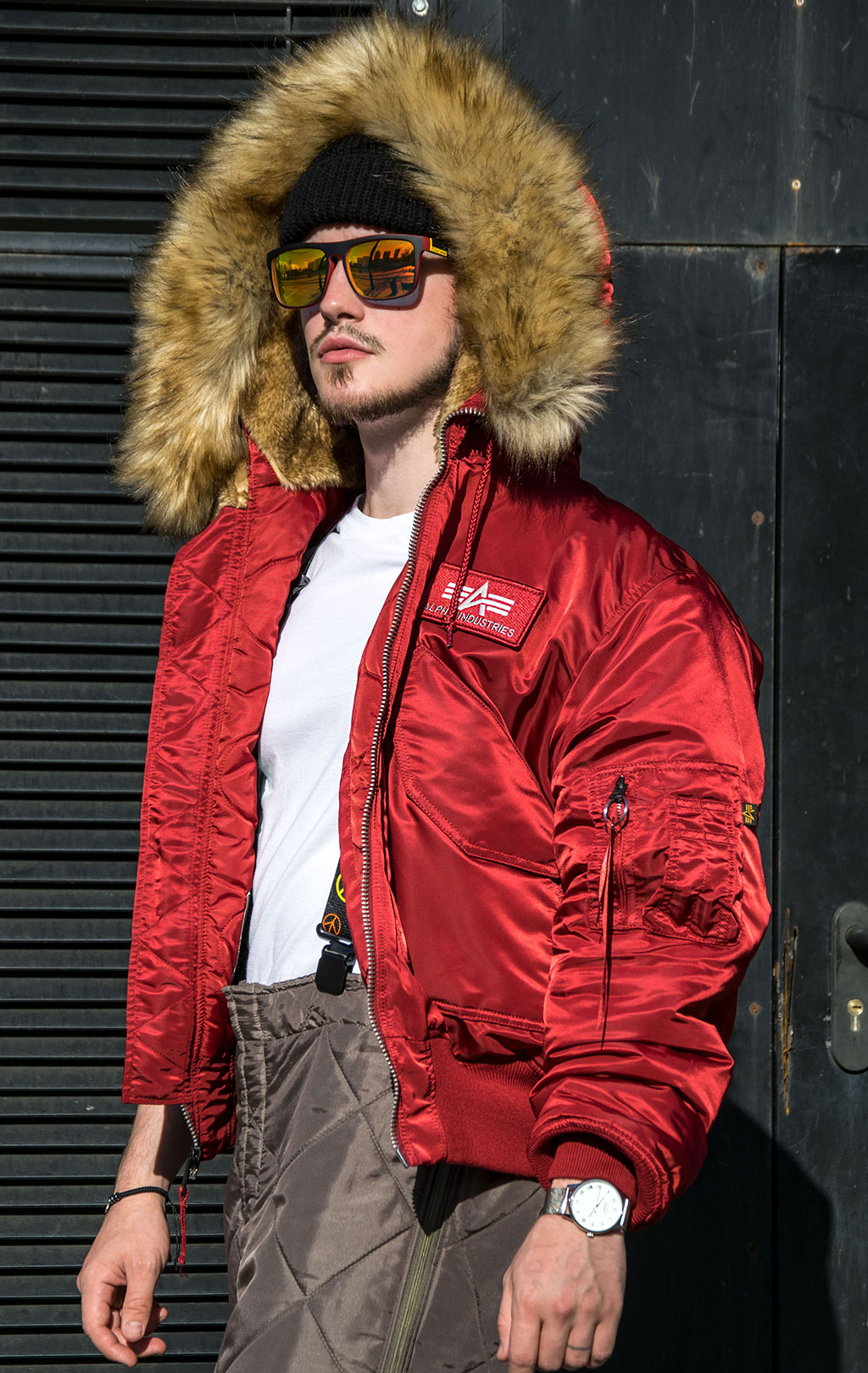 ALPHA INDUSTRIES HOODED CUSTOM 45P commander red