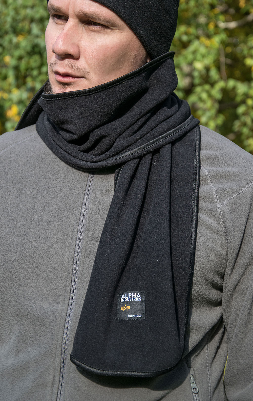 Шарф ALPHA INDUSTRIES LABEL FLEECE SCARF black 