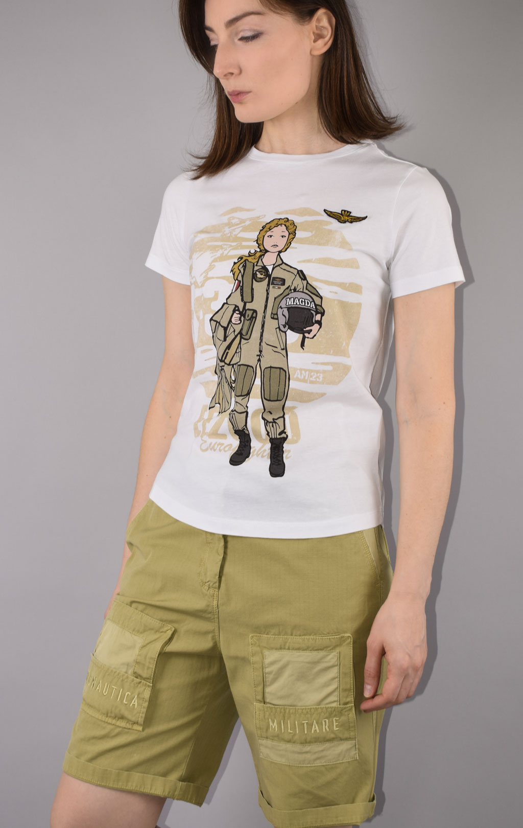 Женская футболка AERONAUTICA MILITARE SS 22/PT bianco ottico (TS 1971) 