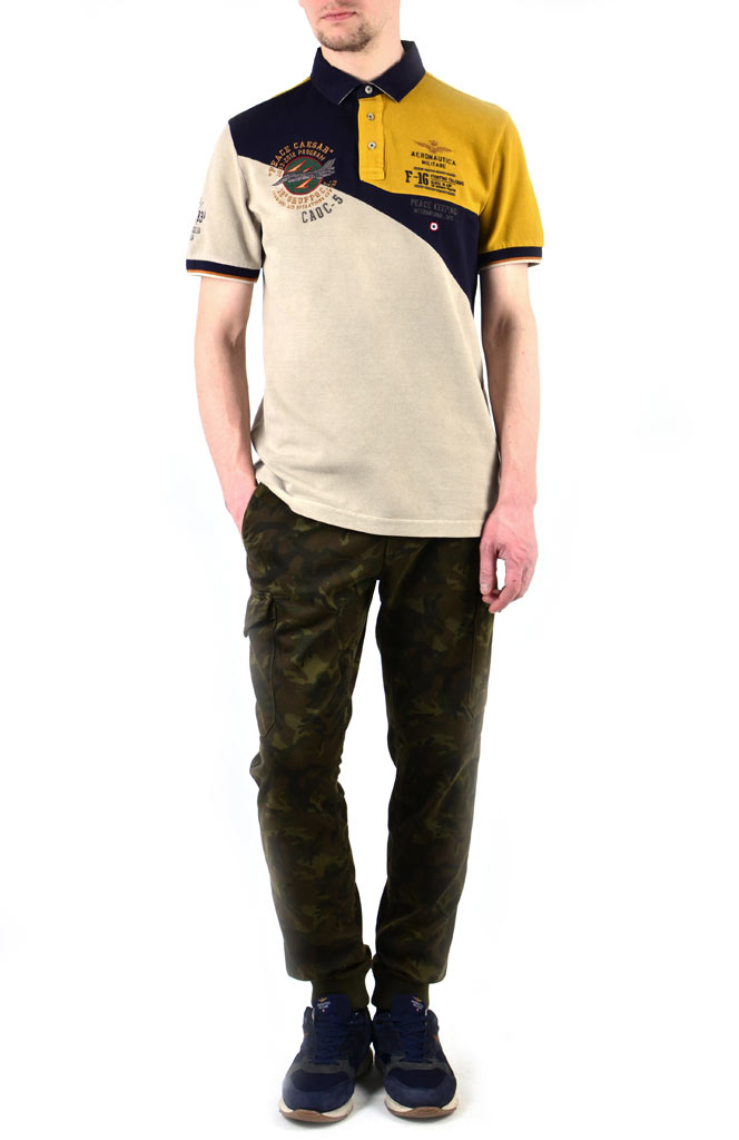 Футболка-поло AERONAUTICA MILITARE blue/giallo/sabbia (PO 1236) 