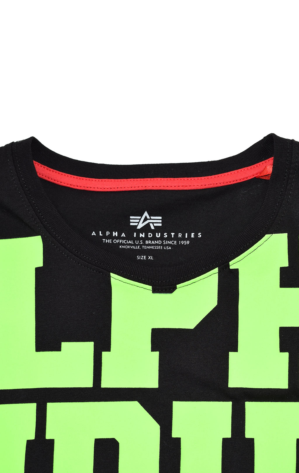 Футболка ALPHA INDUSTRIES BIG LETTERS T black/neon green 