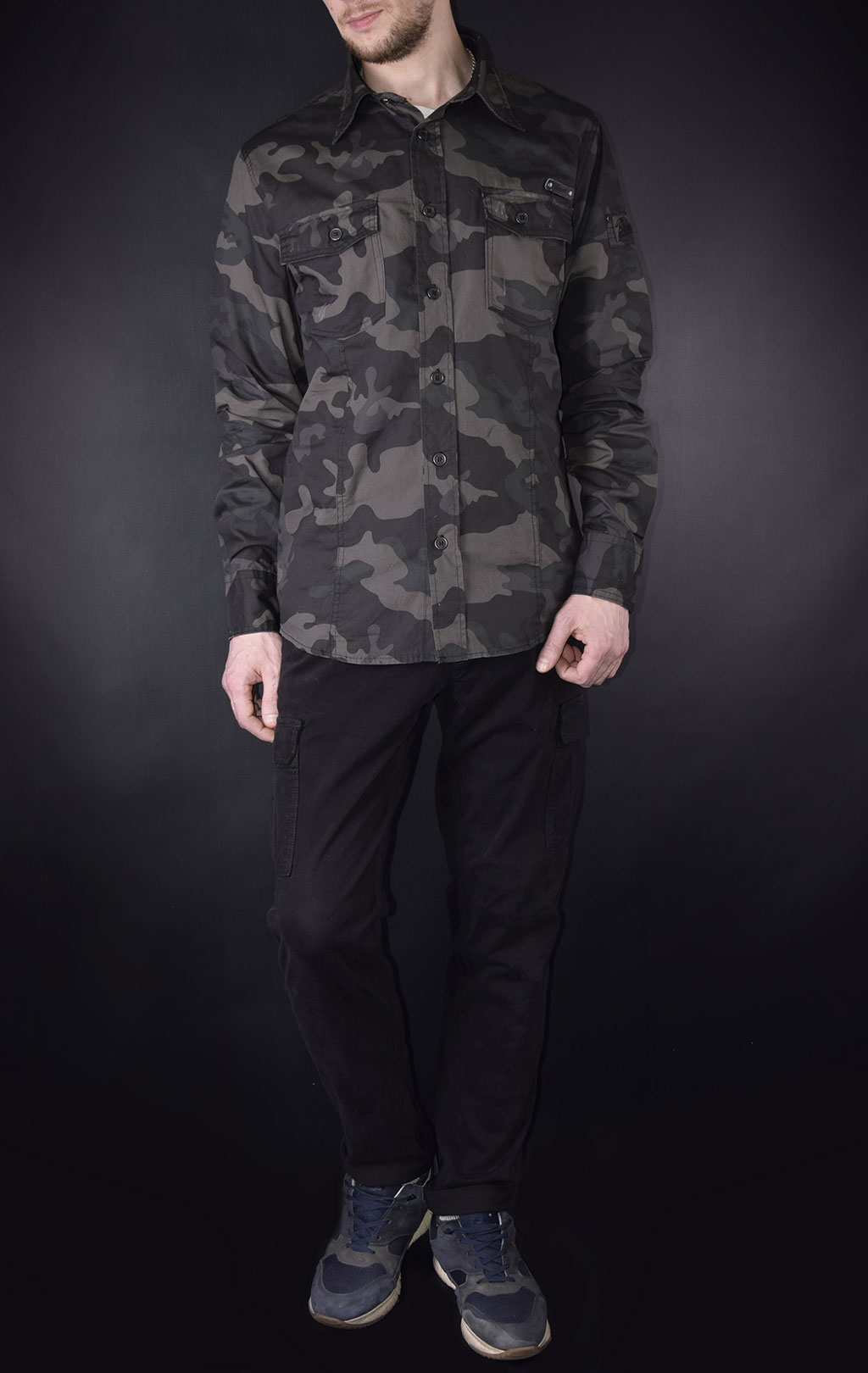 Рубашка BRANDIT Shirt Slim dark camo 